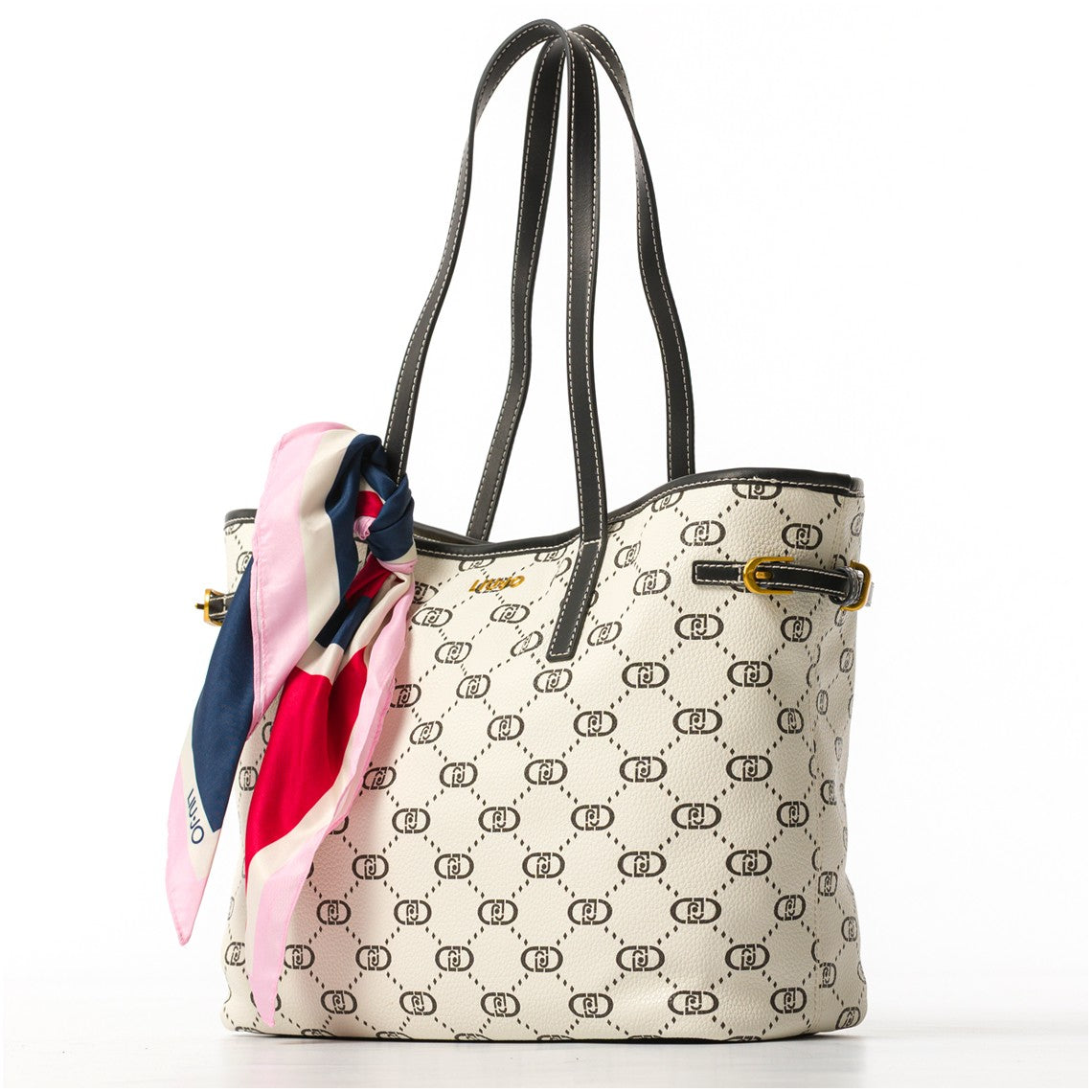 Borsa tote Liu Jo con stampa monogram e foulard decorativo Nero TU | Giò Fashion