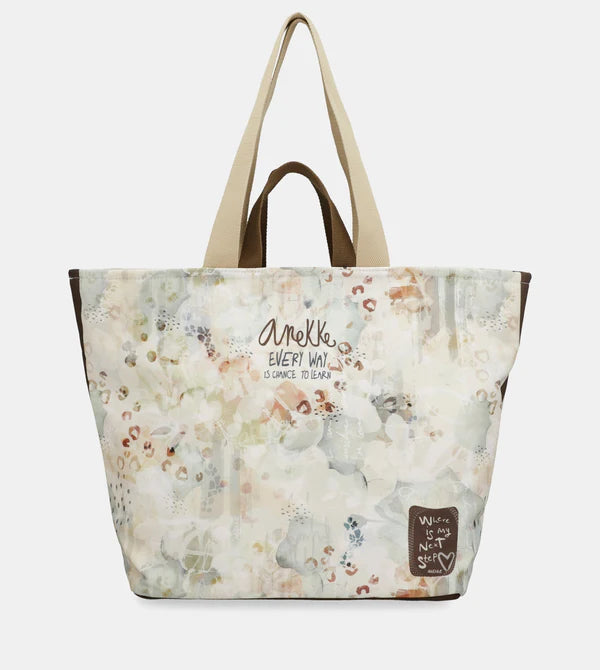 Borsa Shopper Anekke con Illustrazione Artistica e Manici Resistenti