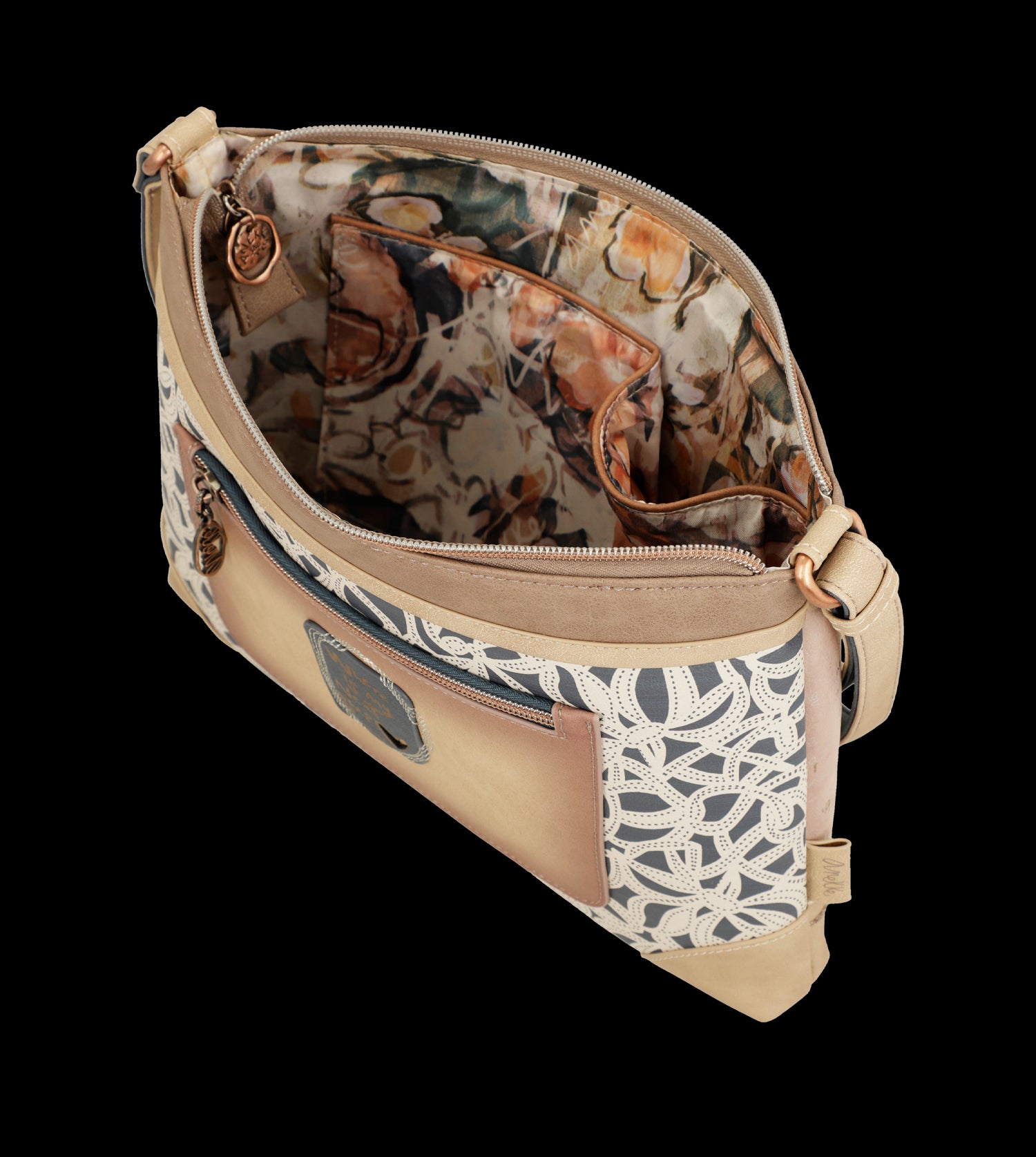 Borsa a tracolla Anekke sottile ed elegante con illustrazione esclusiva