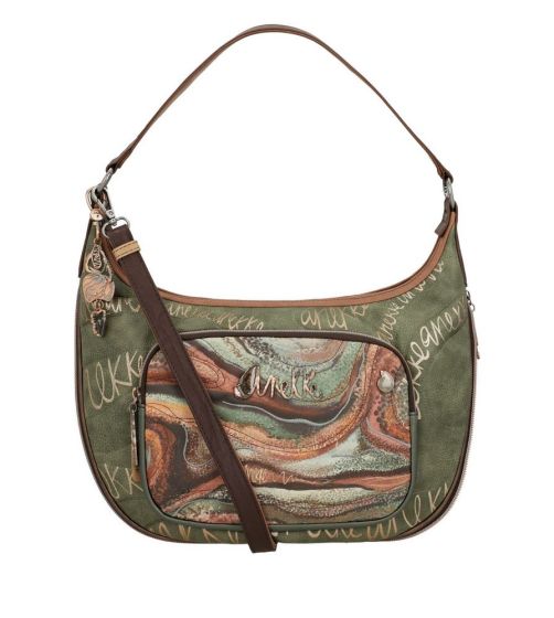 Borsa a spalla Anekke con stampa artistica e doppio manico VERDE TU | Giò Fashion