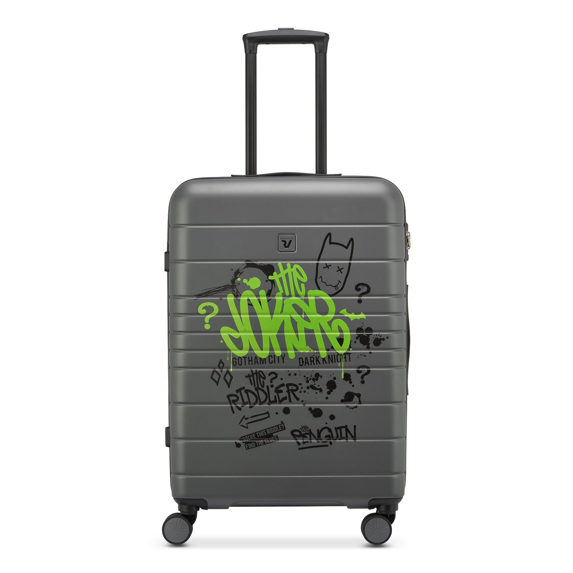 Trolley rigido medio V-Project con grafica supereroe e quattro ruote multidirezionali