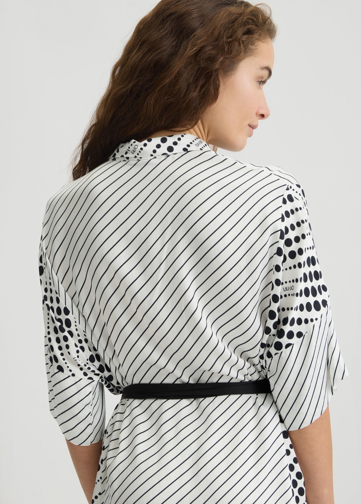 Liu Jo Vestito Chemisier Midi con Stampa Geometrica