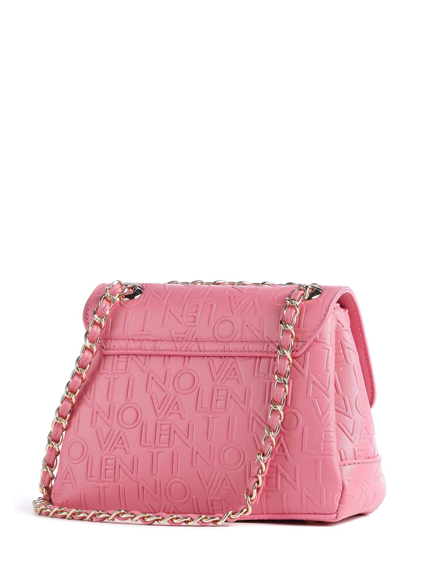 Borsa Valentino con logo embossato e doppi manici a catena intrecciata