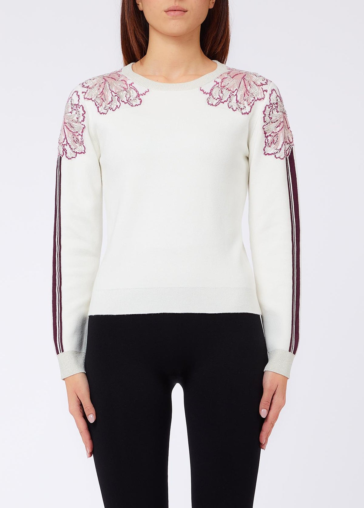 Liu Jo Maglia Donna Jacquard con Dettagli a Righe