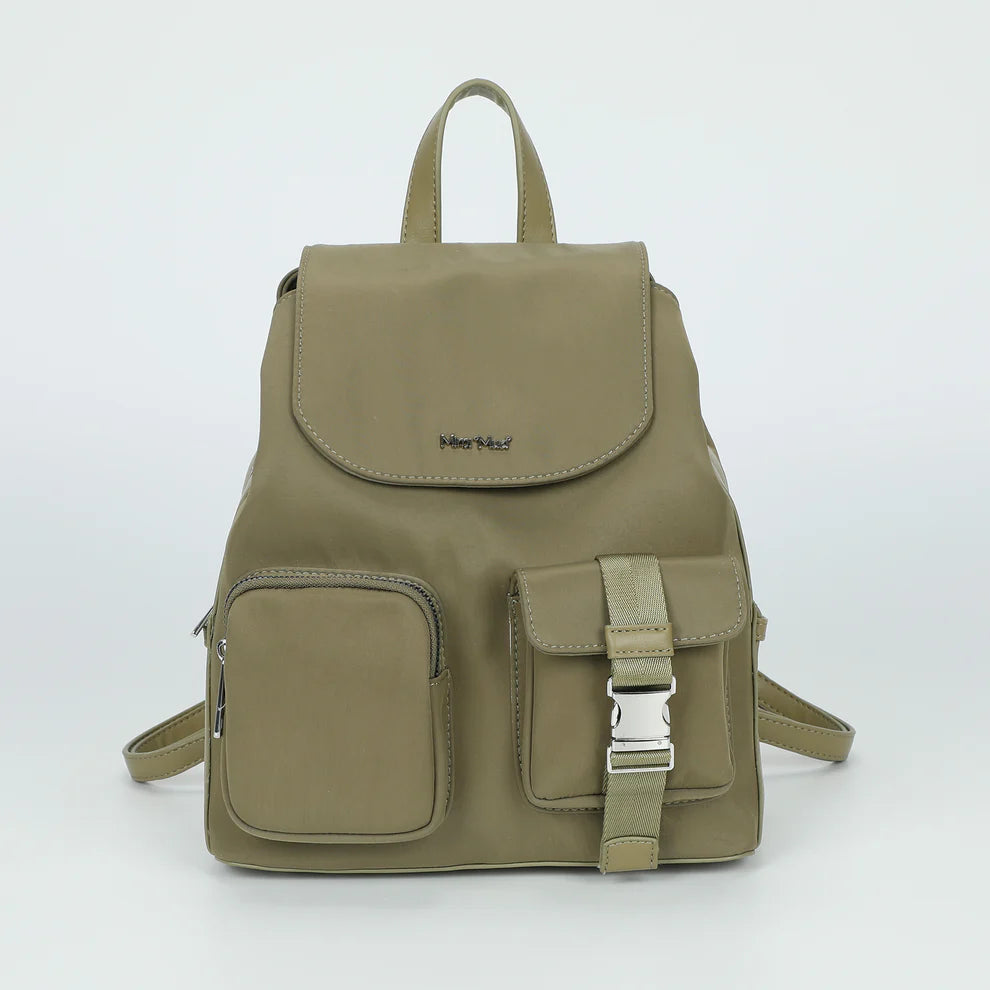 Zaino MIMI MUA con tasche frontali e chiusura a fibbia Verde TU | Giò Fashion