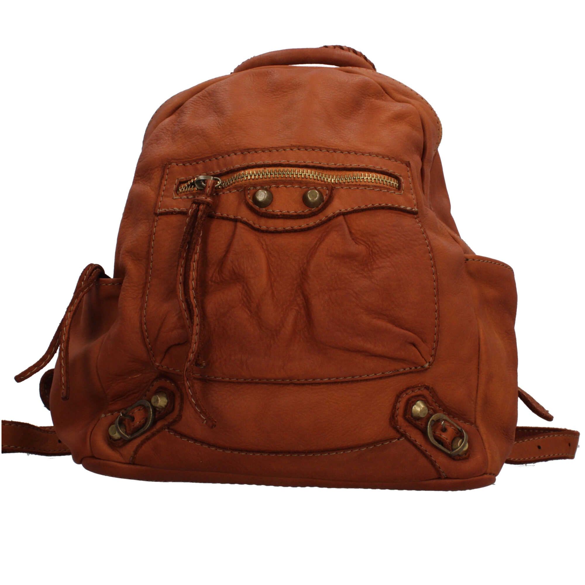 Zaino Made in Italy in pelle morbida con tasche e zip frontale