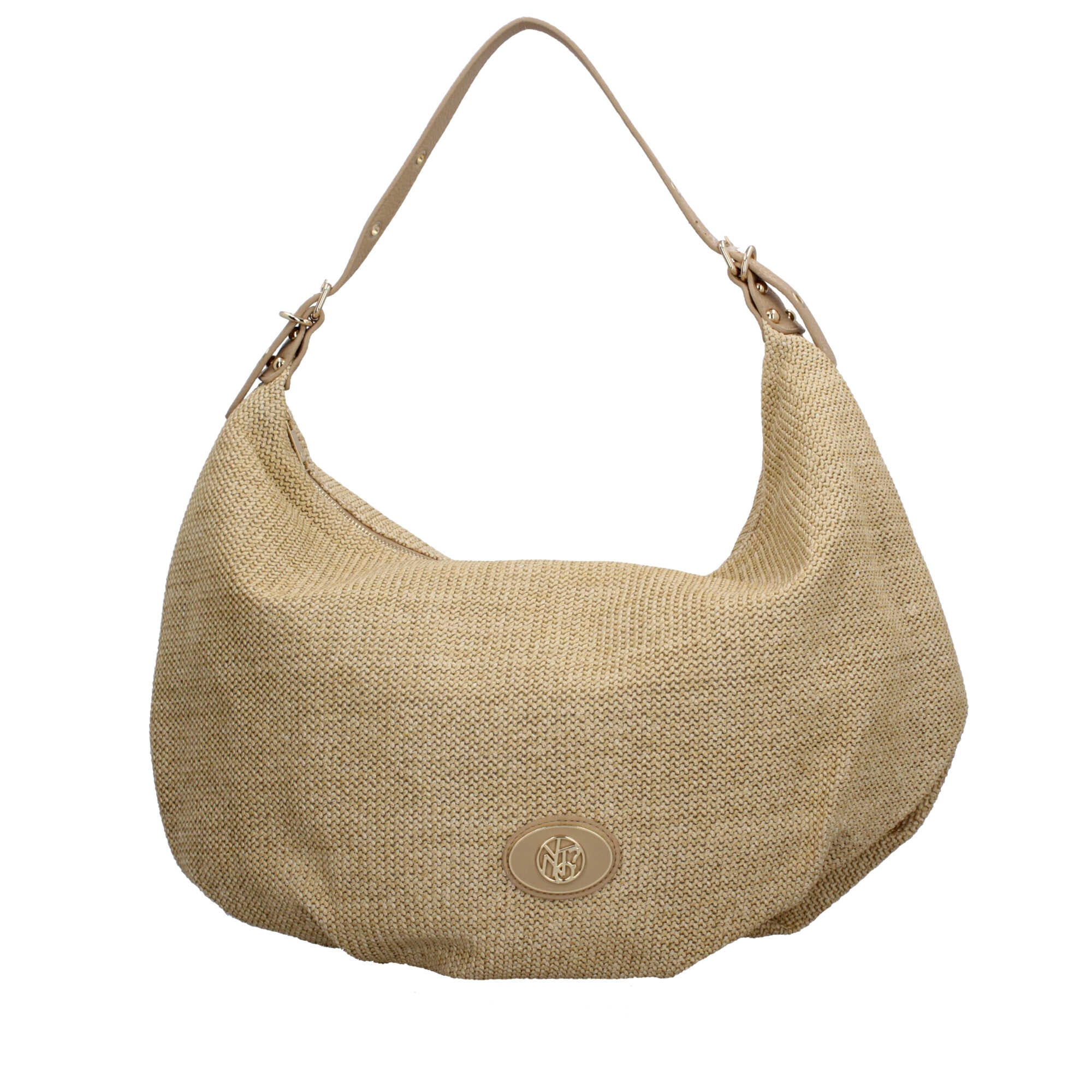 Borsa donna YNot in rafia con manico a spalla e zip