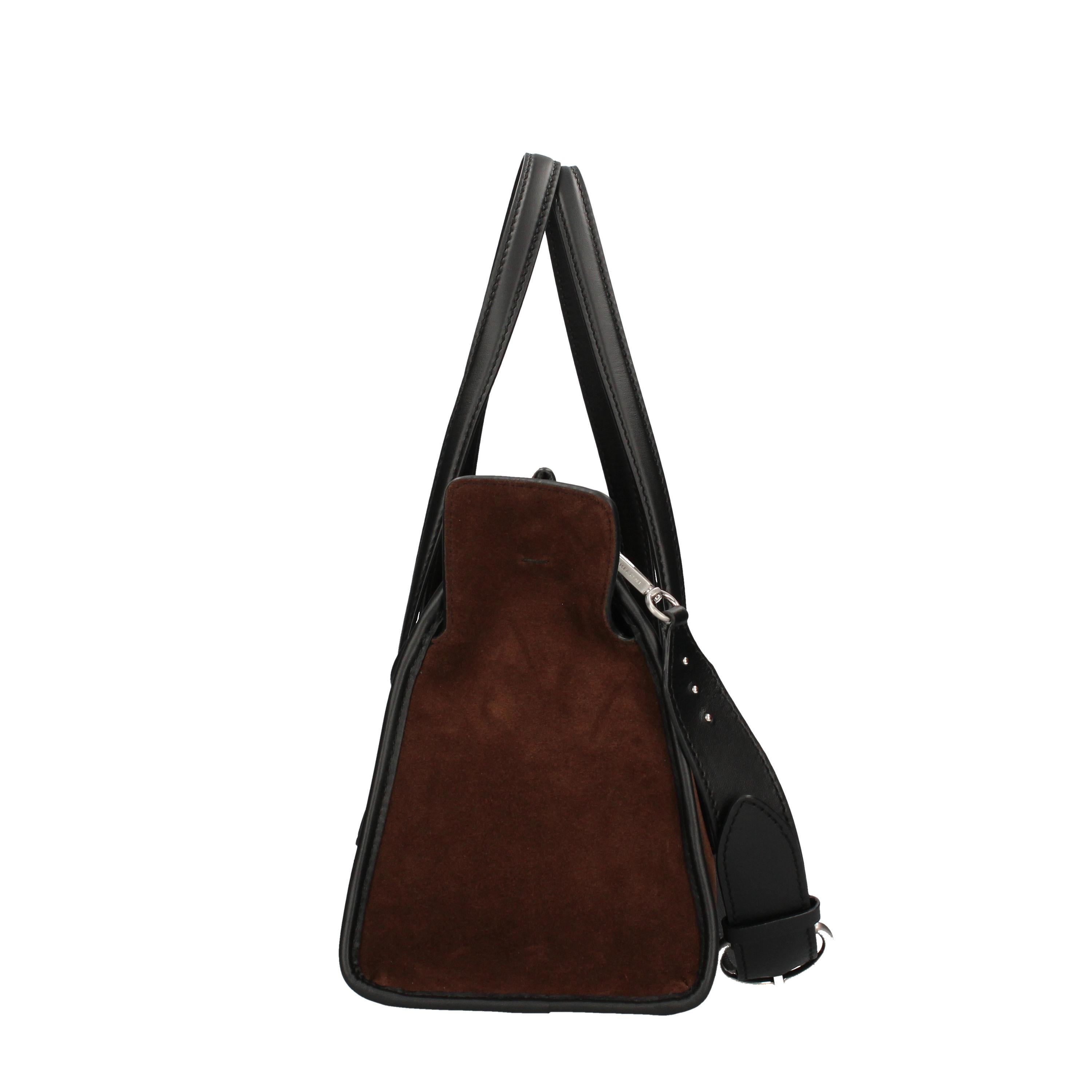 Borsa a mano in pelle scamosciata