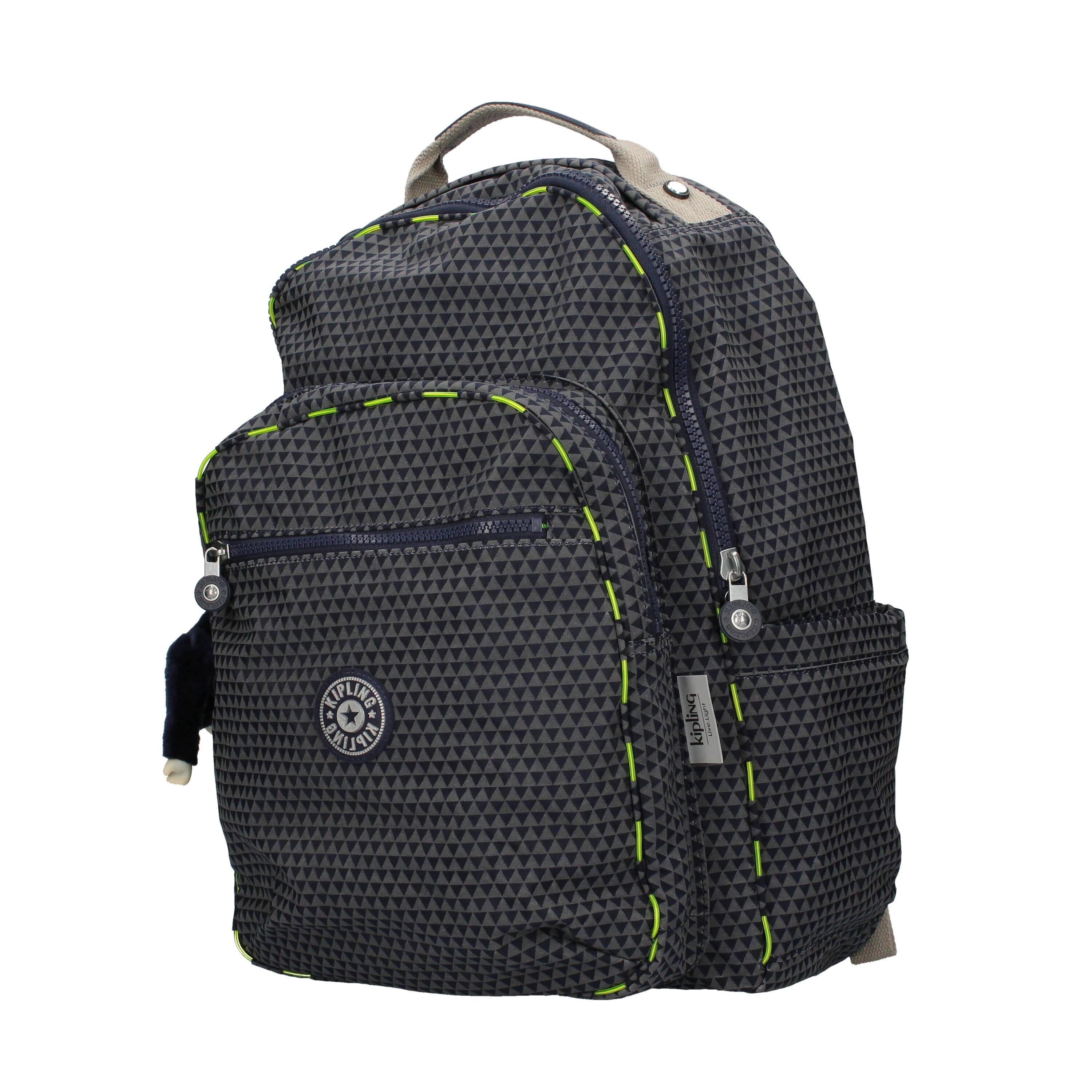 Zaino grande in tessuto Kipling con scimmia blu effetto piramide KPKI6173X251