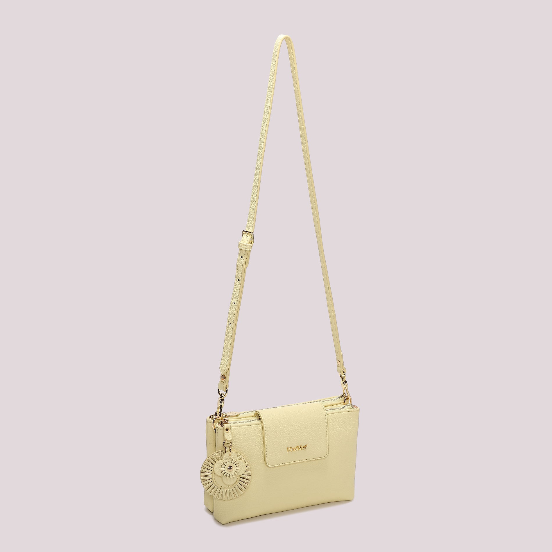 Borsa a tracolla donna rossa Mimi Mua con patta e charm floreale GIALLO CHIARO TU | Giò Fashion