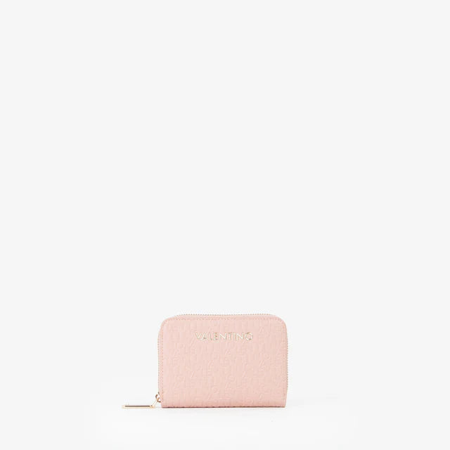Portafoglio donna Mario Valentino compatto con chiusura zip e design elegante Rosa TU | Giò Fashion