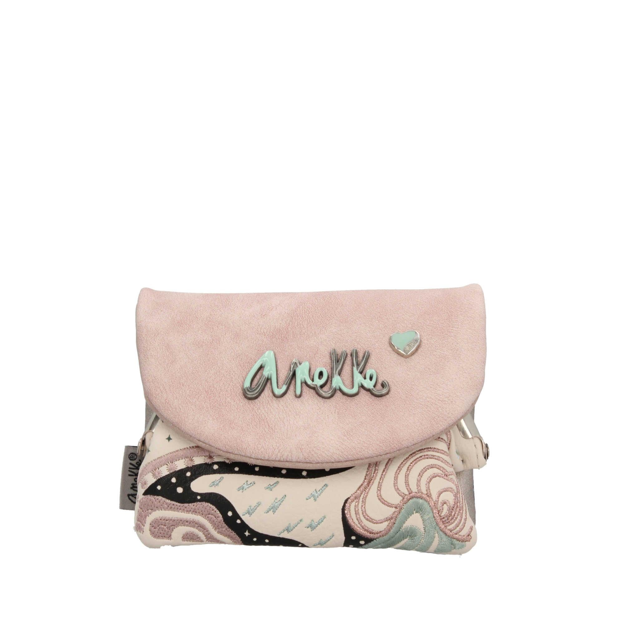 Portamonete Anekke in Velluto Rosa con Design Artistico