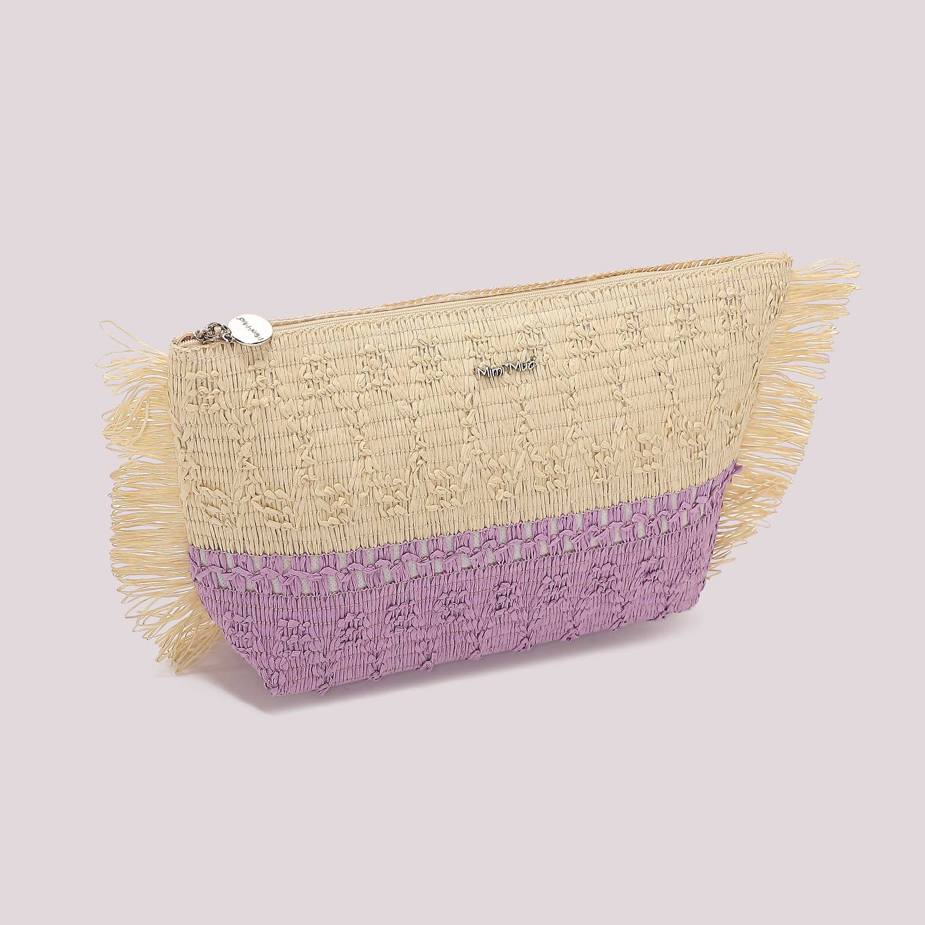 Mimi Mua pochette mare intrecciata con frange LILLA TU | Giò Fashion