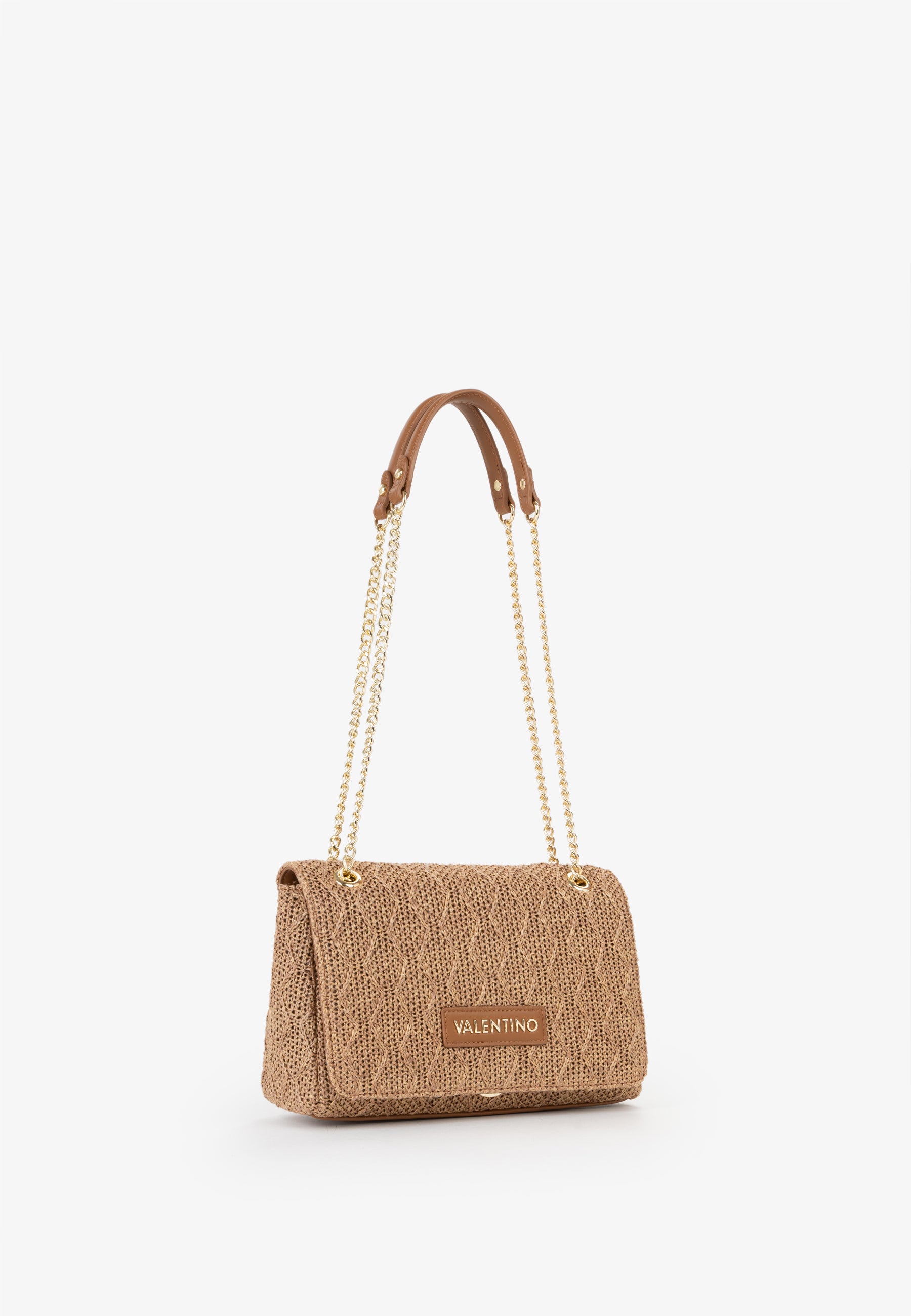 Borsa a spalla donna Mario Valentino con catena dorata e texture lavorata Cuoio TU | Giò Fashion