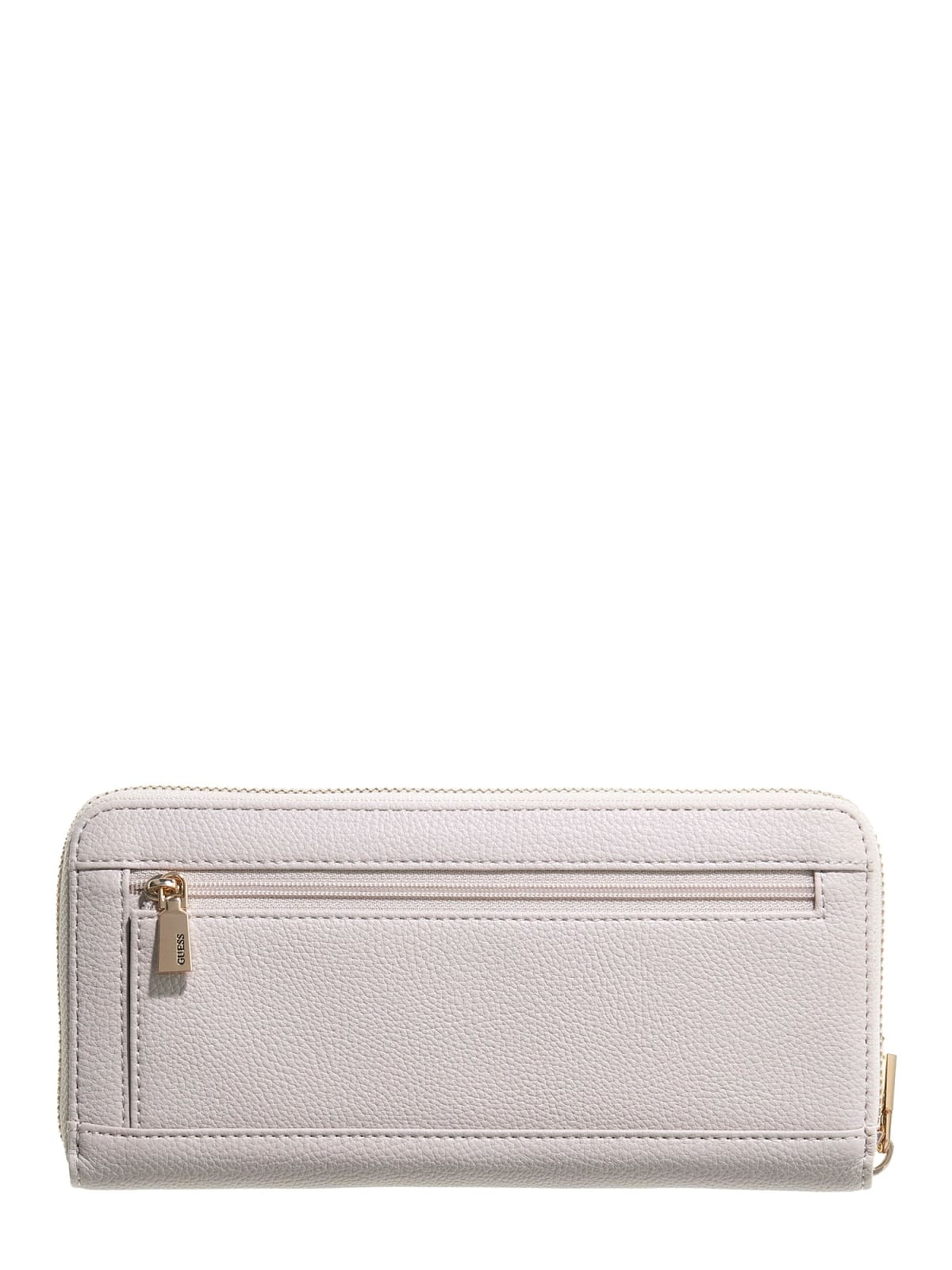 Portafoglio Guess donna zip around con logo triangolo elegante AVORIO TU | Giò Fashion