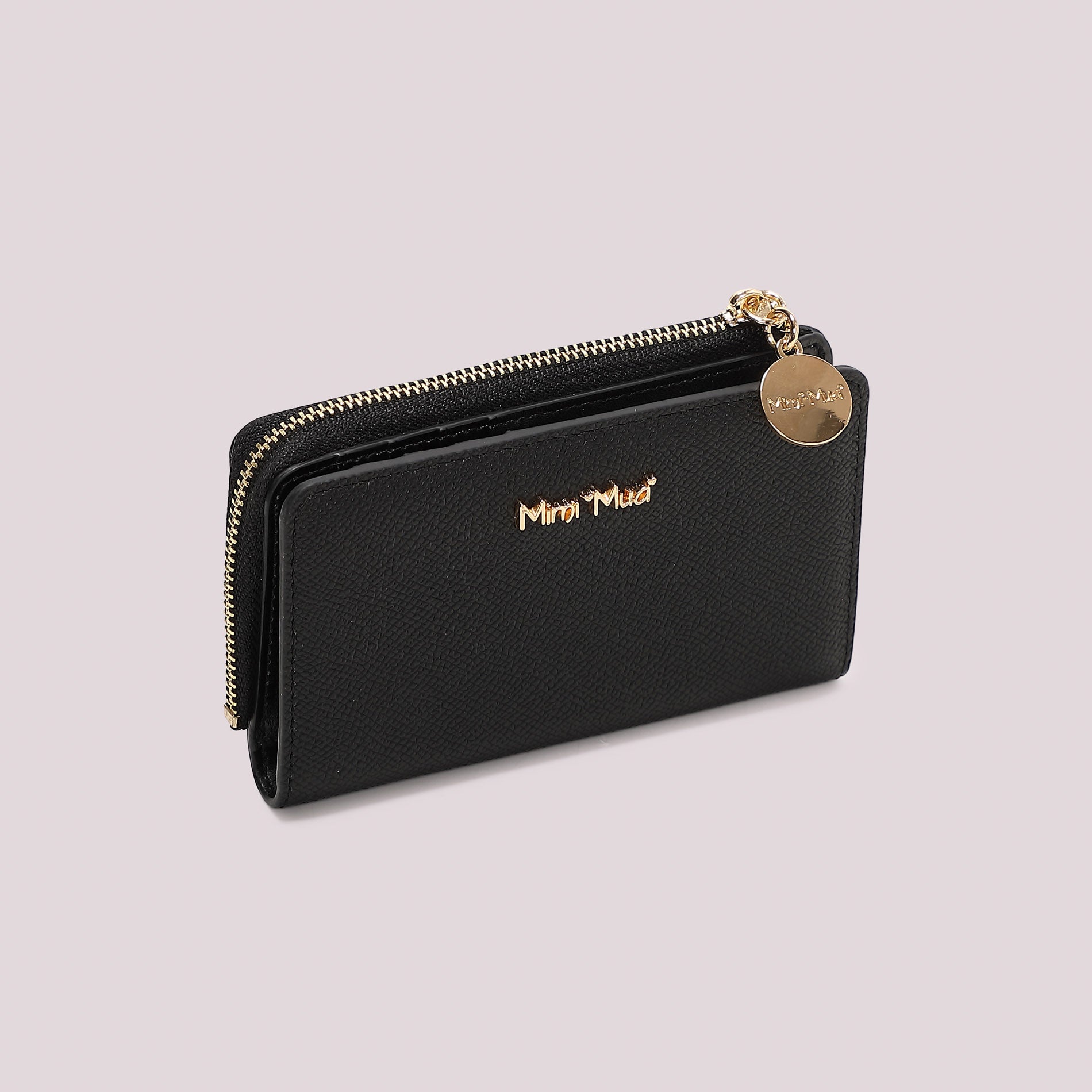Portafoglio donna Mimi Mua con zip compatto e design elegante minimal Nero TU | Giò Fashion