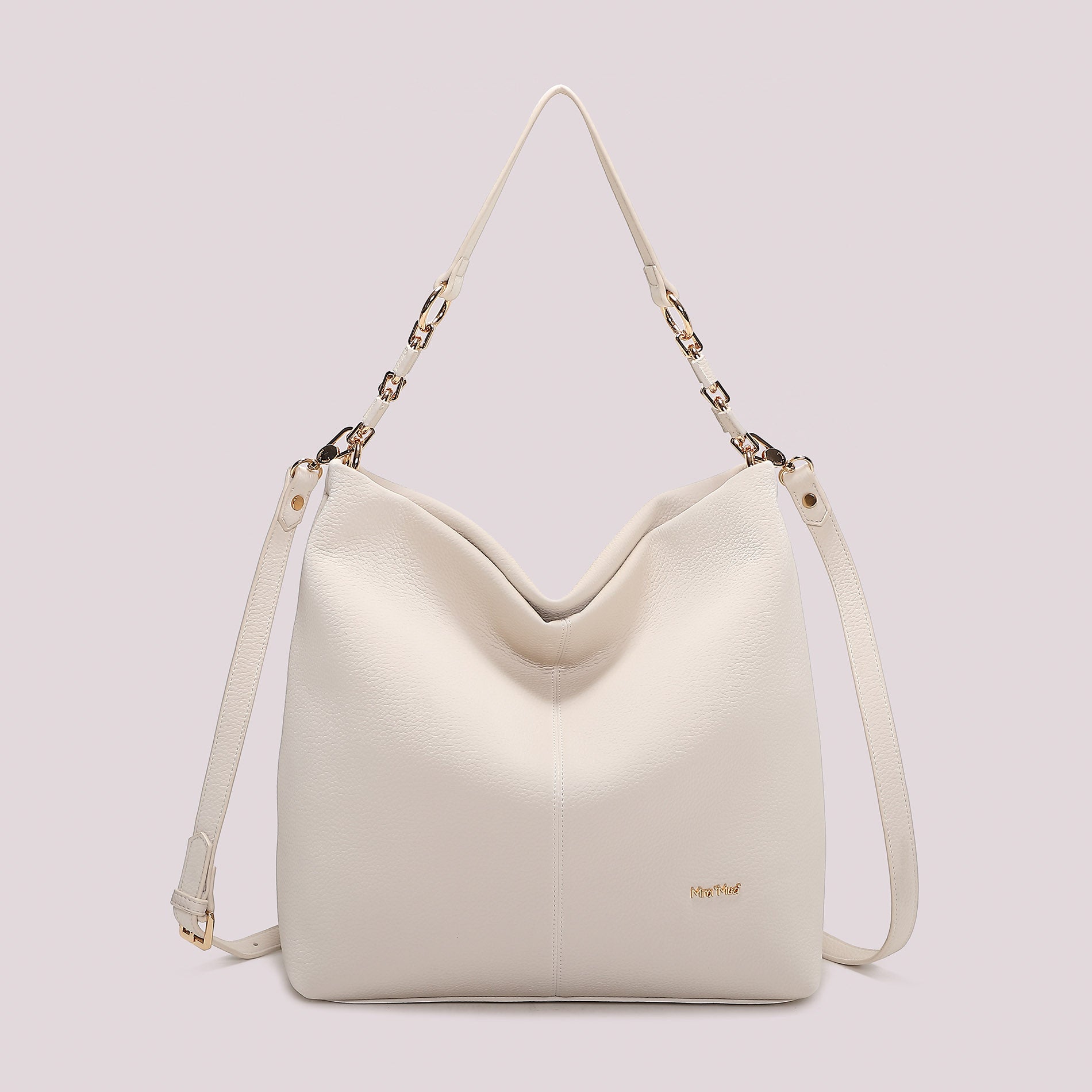 Borsa a spalla Mimi Mua elegante con doppio manico e dettaglio catena