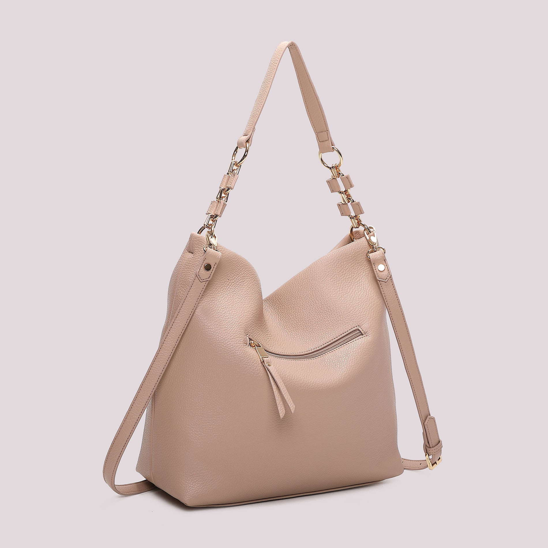 Borsa a spalla Mimi Mua elegante con doppio manico e dettaglio catena