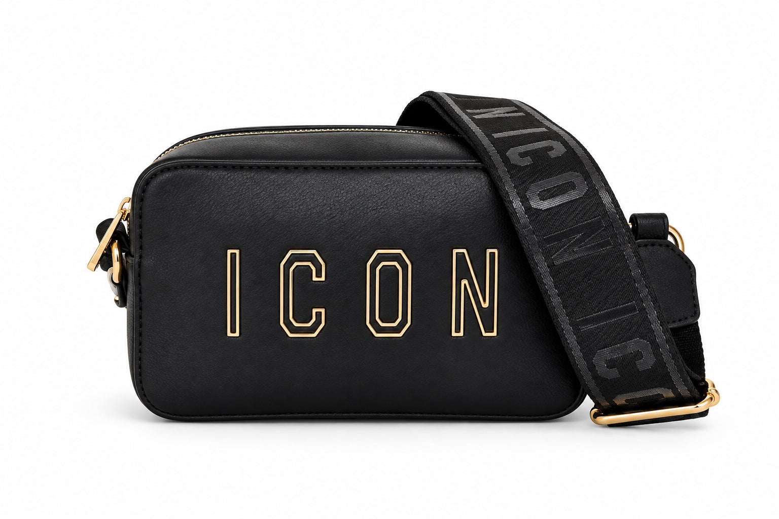 Borsa camera bag con tracolla logata e scritta