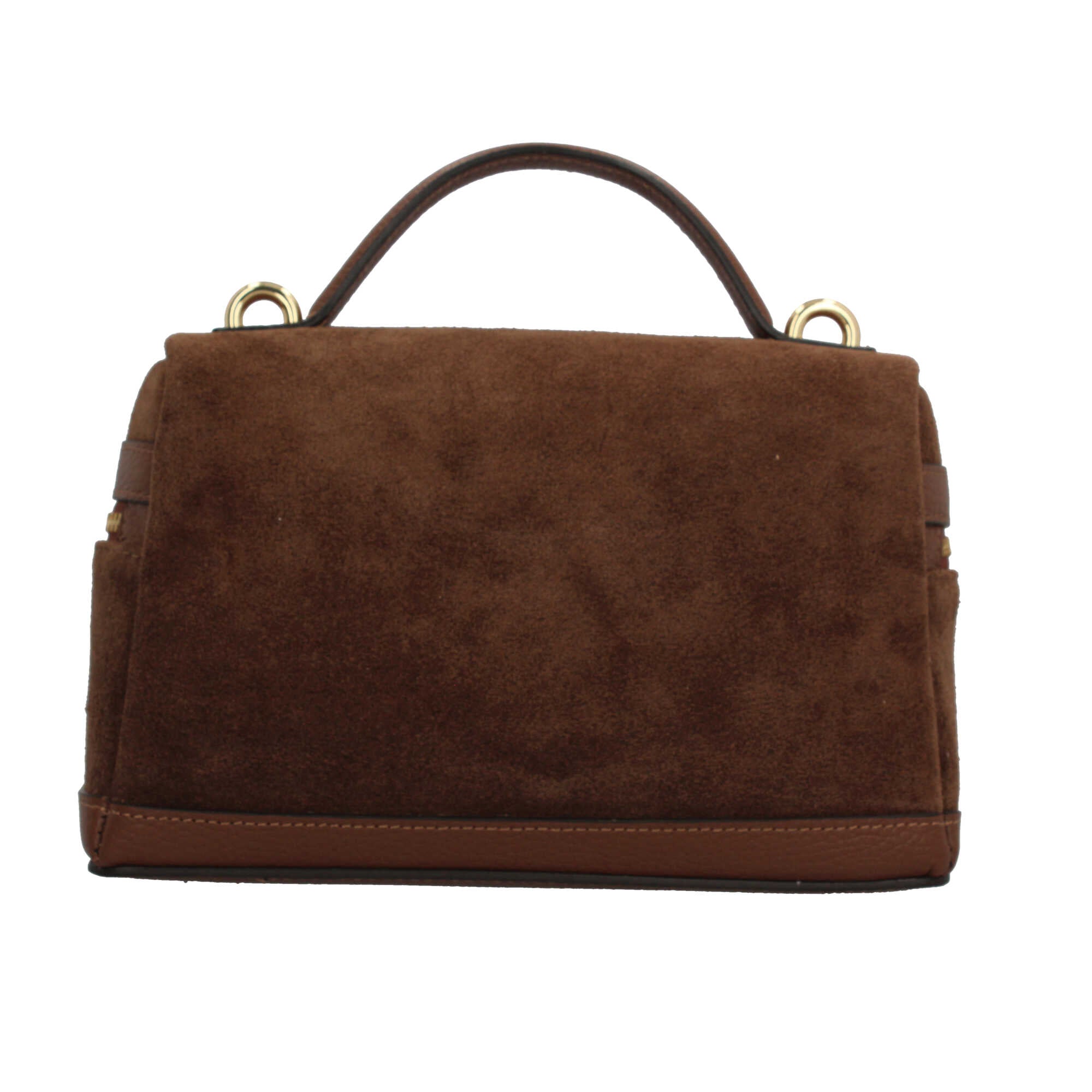 Borsa a mano in vera pelle scamosciata Made in Italy Marrone TU | Giò Fashion