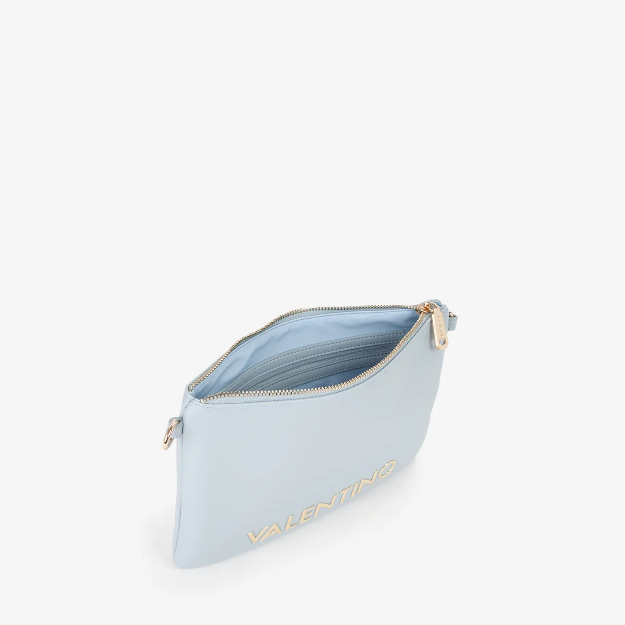 Valentino pochette donna elegante con tracolla e logo frontale AZZURRO TU | Giò Fashion
