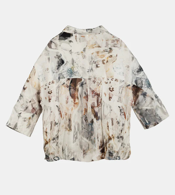 Camicia oversize Anekke con stampa artistica Blu S/M | Giò Fashion