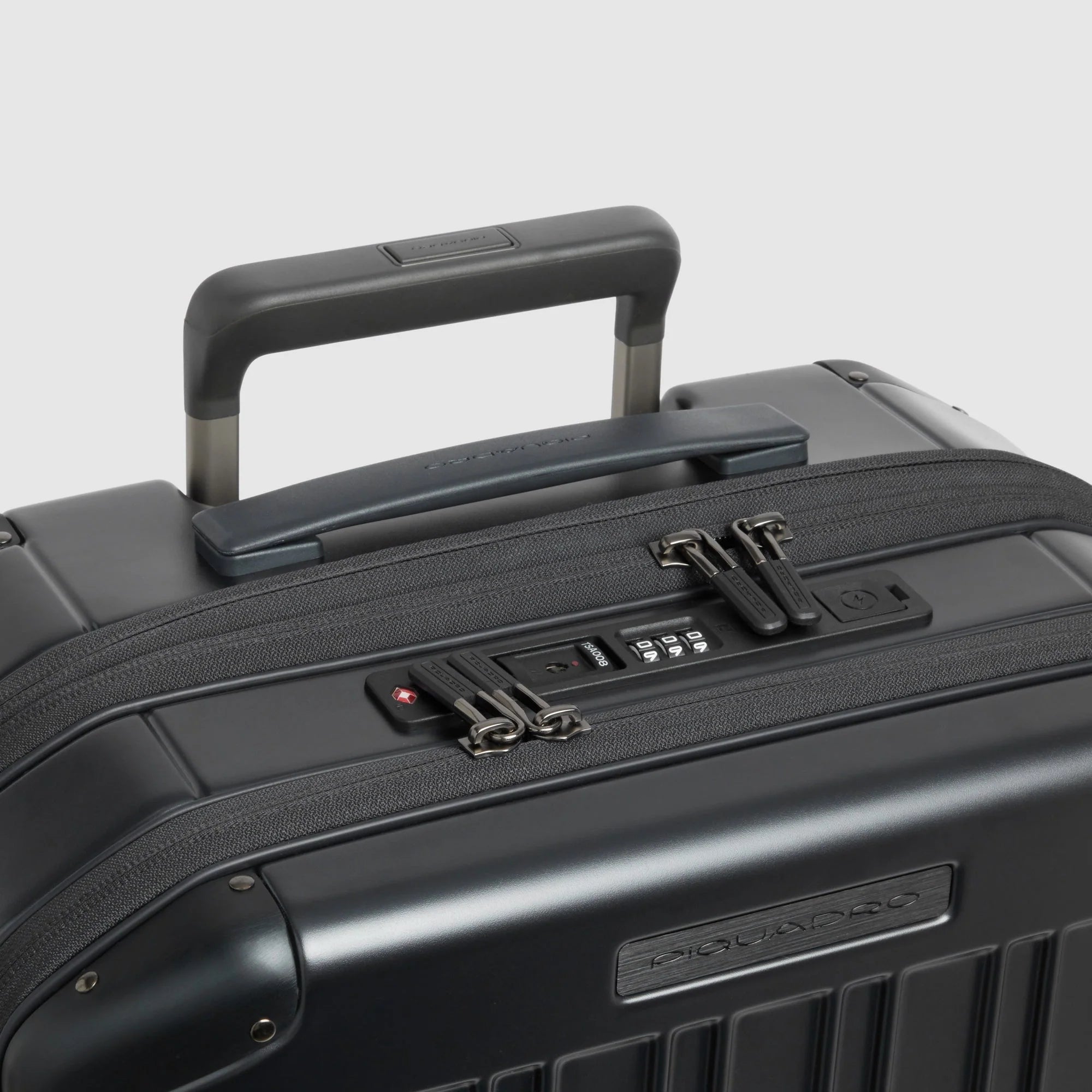 Piquadro Trolley Rigido da Cabina PQ-Light Blu Opaco Espandibile con 4 Ruote e Porta PC 17,3"