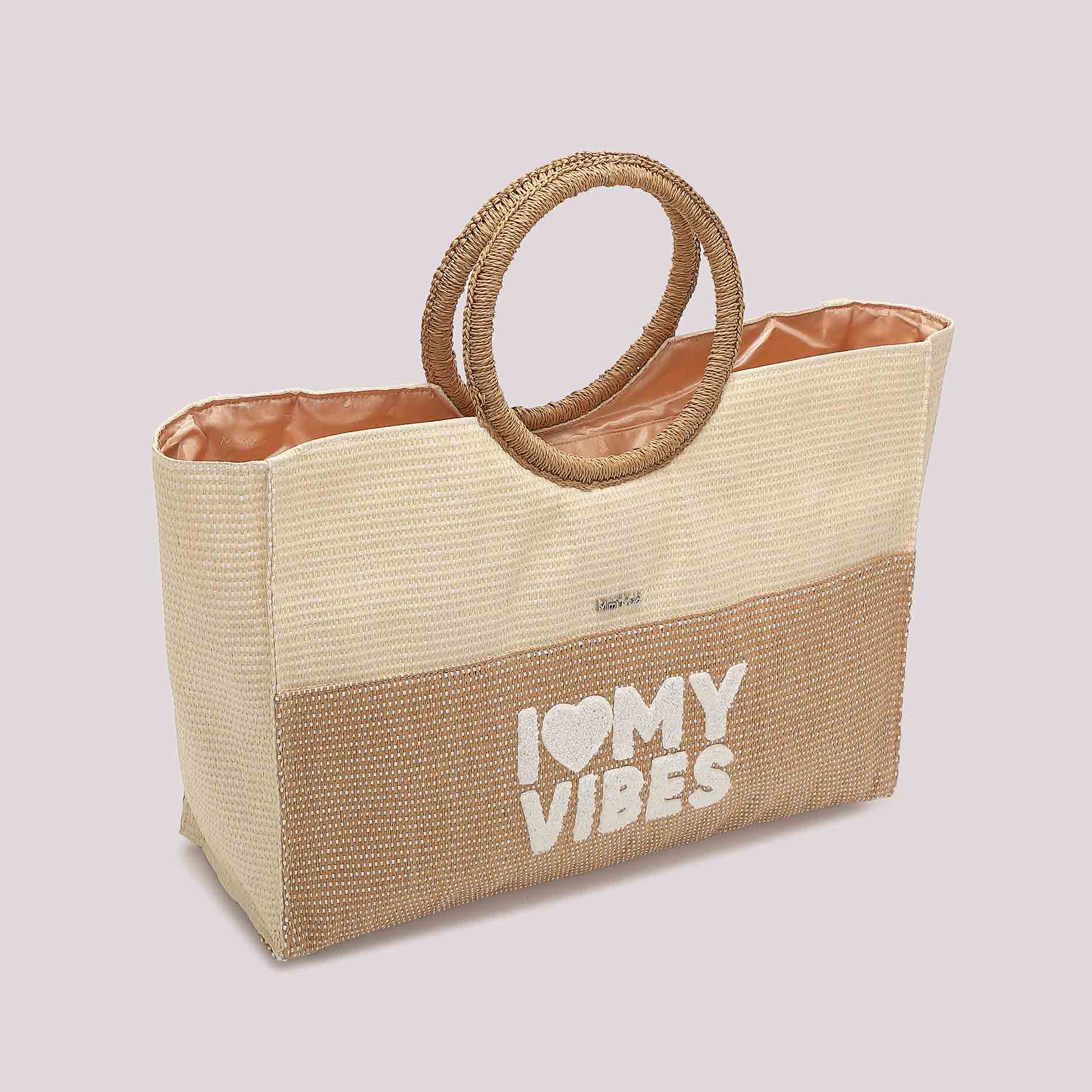 Mimi Mua borsa mare I Love My Vibes con manici rigidi Beige TU | Giò Fashion