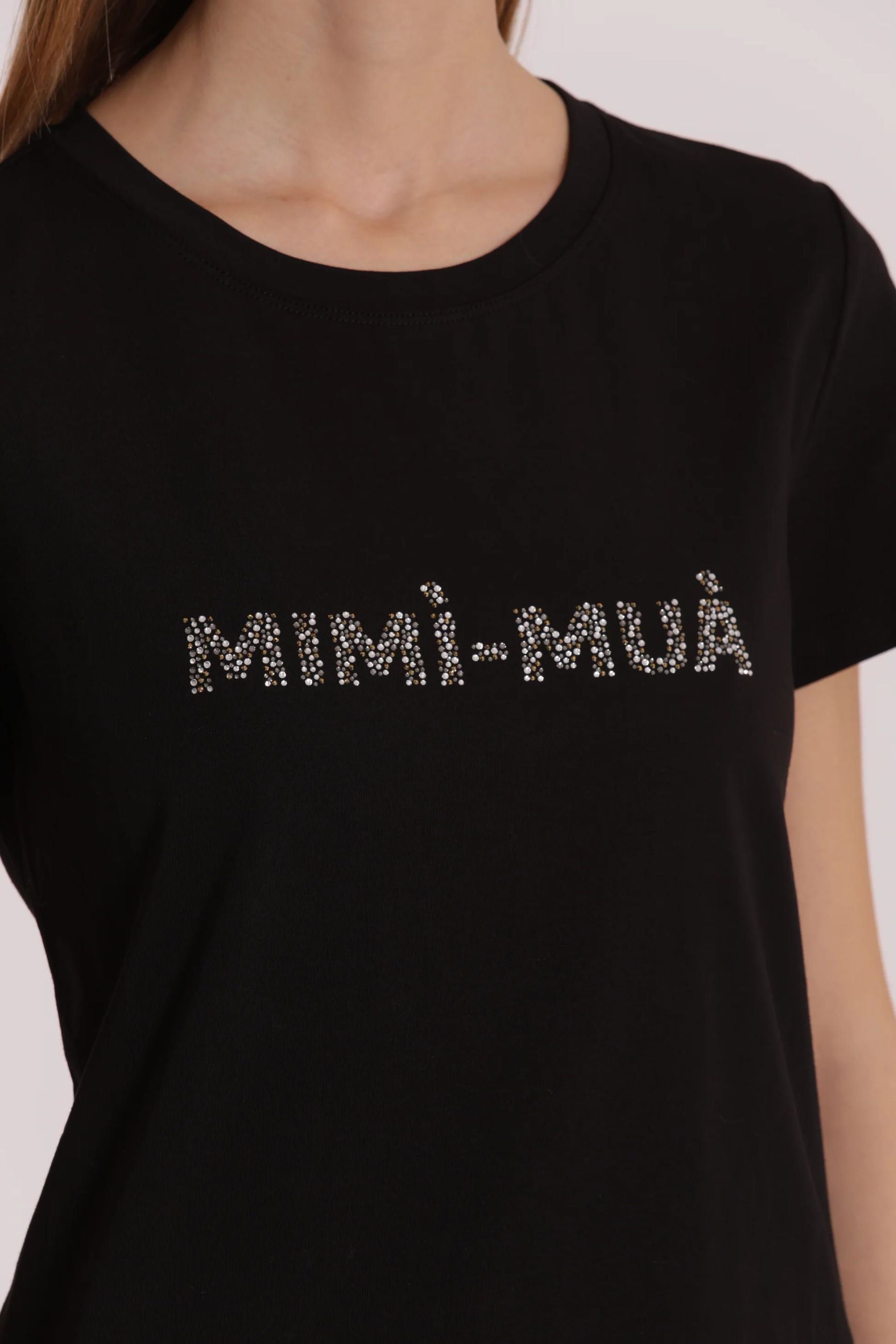 Mimi Mua SFAN-1863 – T-Shirt Donna con Logo in Strass