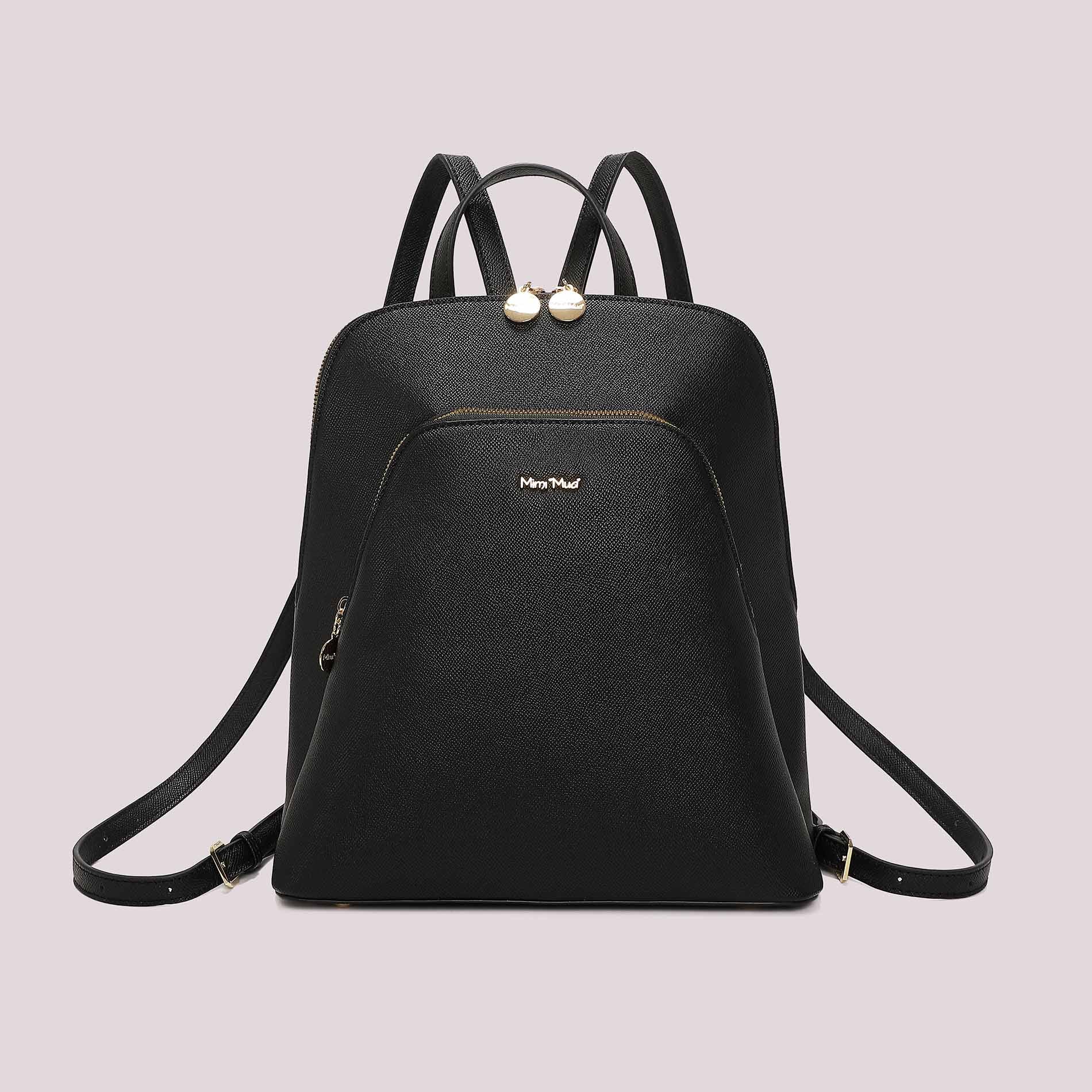Zaino donna nero Mimi Mua elegante con chiusura zip e design minimal Nero TU | Giò Fashion