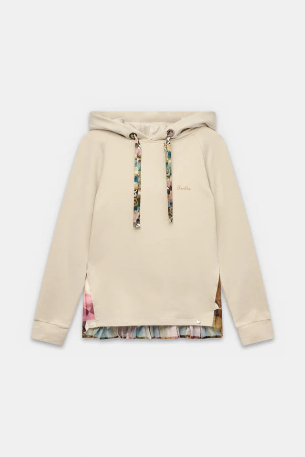 Anekke felpa donna con cappuccio e dettagli fantasia eleganti Beige S/M | Giò Fashion