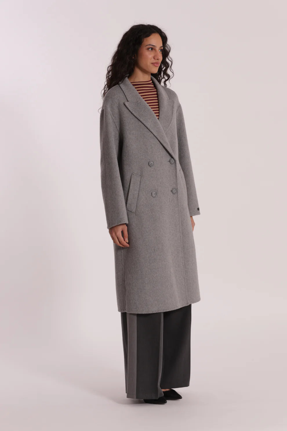 Cappotto lungo donna Mimi Mua doppiopetto elegante Grigio S | Giò Fashion