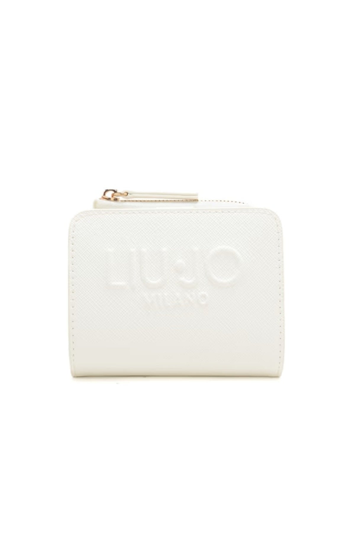 Portafoglio Liu Jo compatto con logo in rilievo e chiusura zip elegante Bianco TU | Giò Fashion