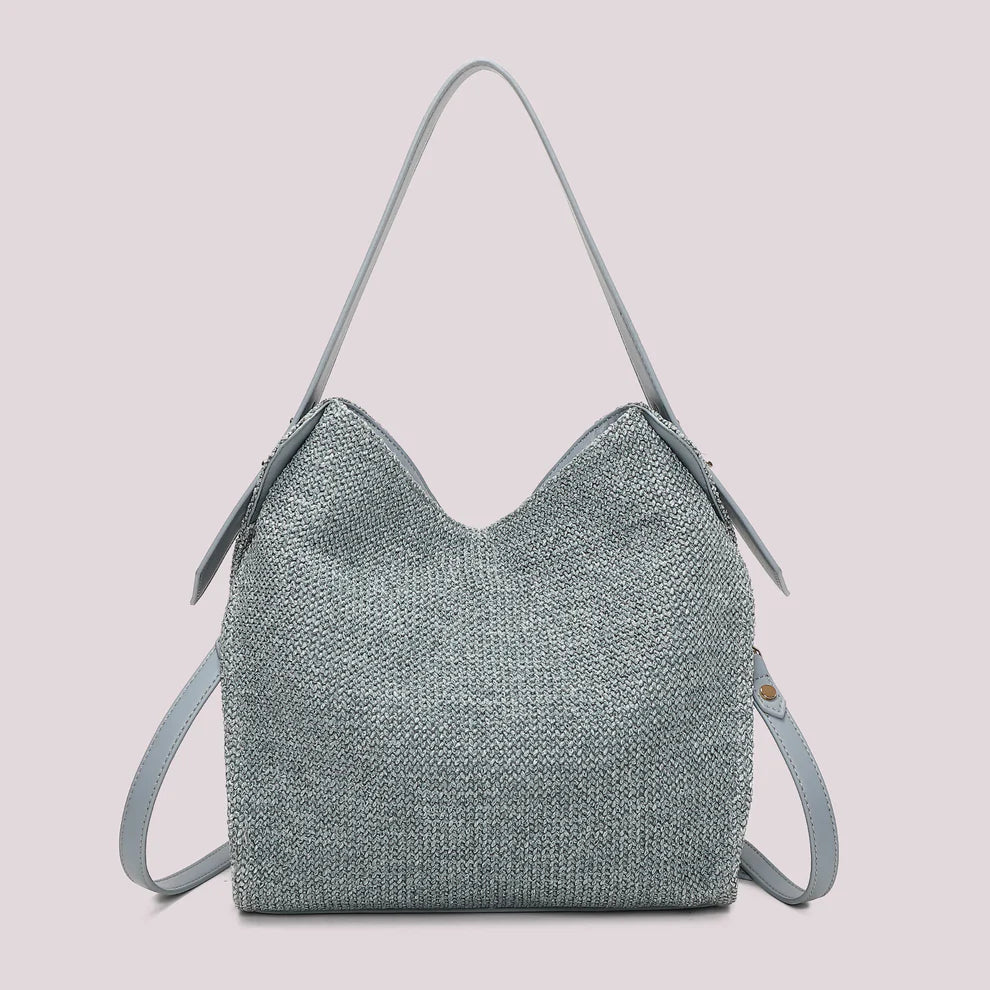 Borsa Hobo Mimi Mua Paglia CELESTE TU | Giò Fashion