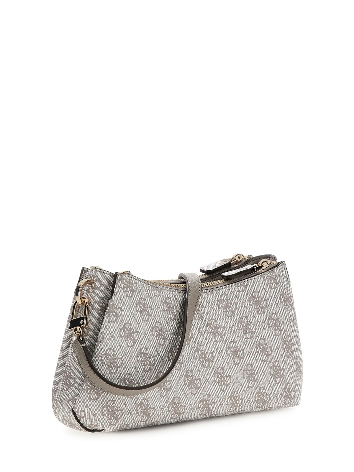 Borsa a tracolla Guess donna logo all over con doppia zip e tracolla regolabile LATTE LOGO/MARRONE TU | Giò Fashion