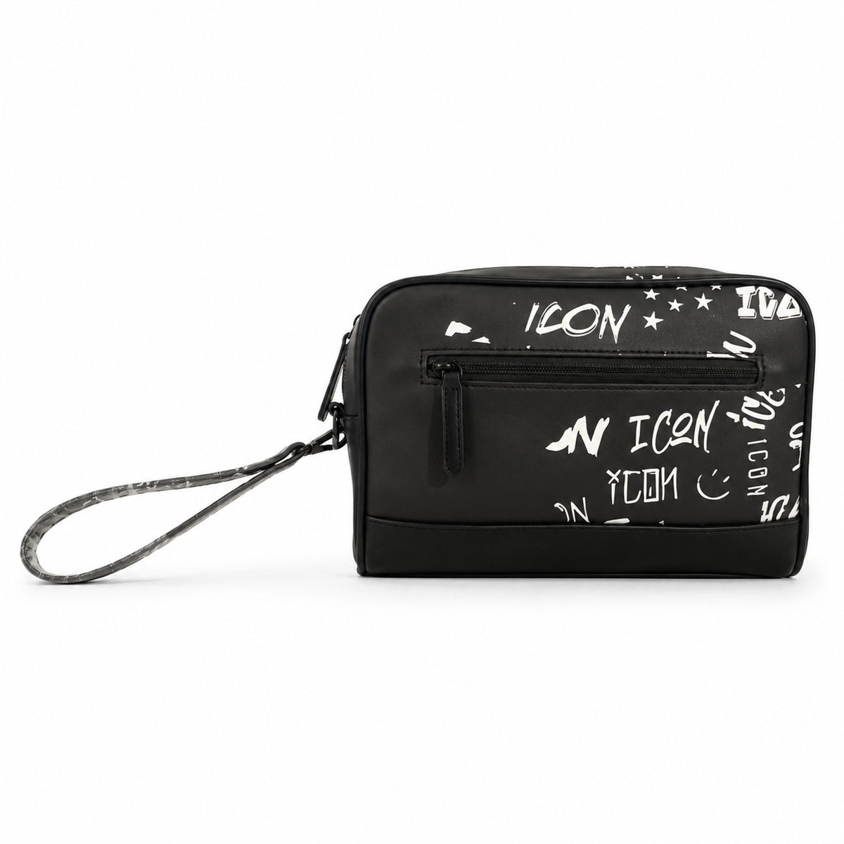 Beauty case da uomo con tasca frontale e cinturino da polso