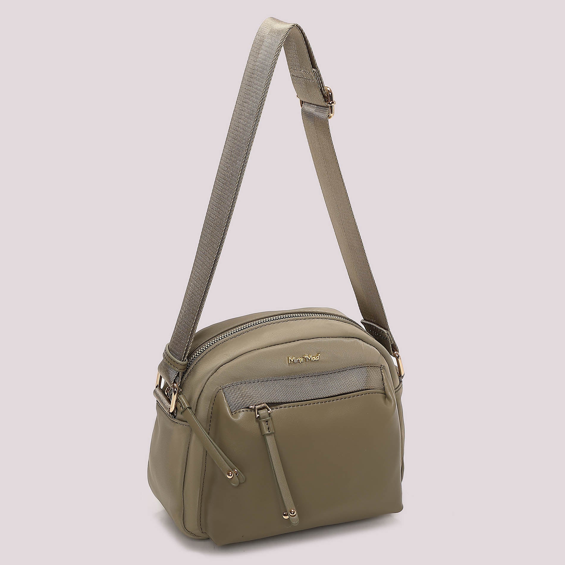 Borsa tracolla Mimi Mua donna compatta con tasca esterna e zip VERDE MILITARE TU | Giò Fashion