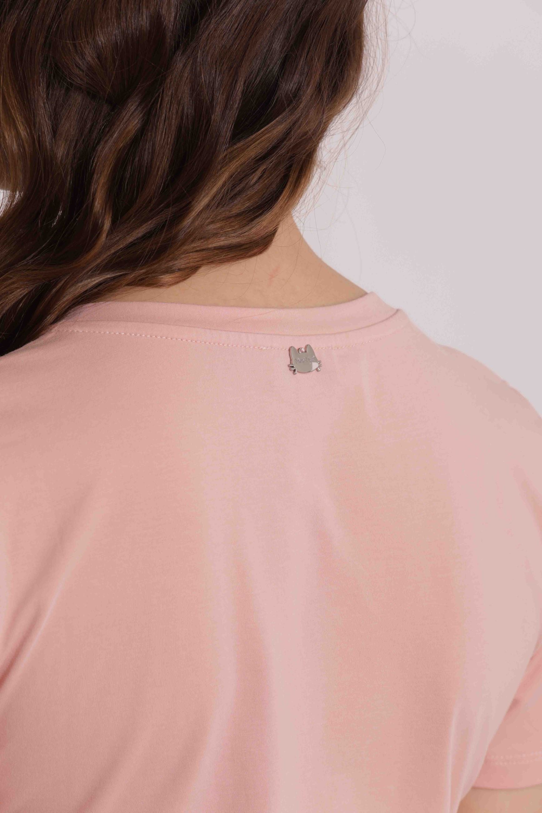 T shirt donna con stampa minimal frontale stile casual moderno Rosa S | Giò Fashion