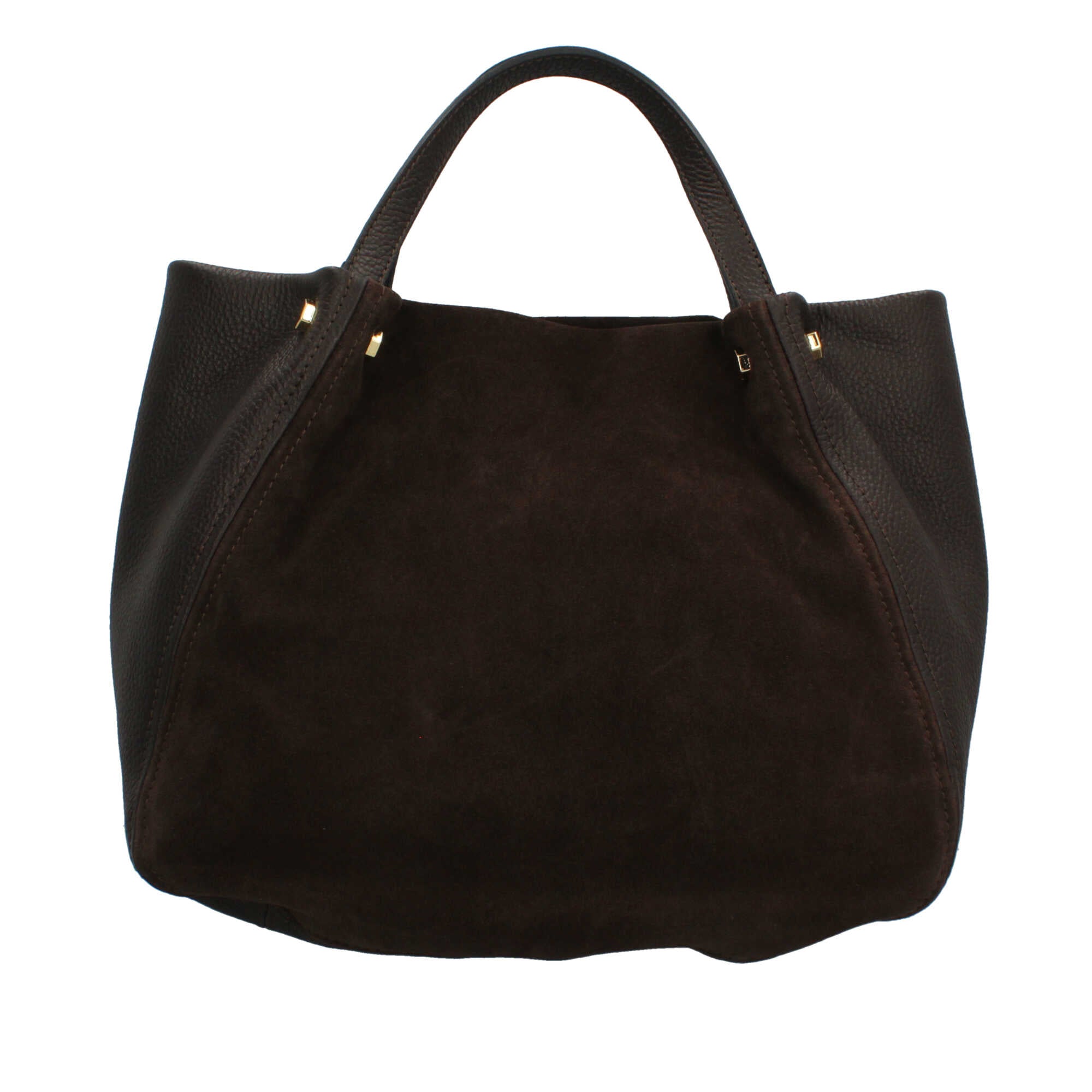 Borsa a mano Made in Italy in pelle e suede con tracolla rimovibile