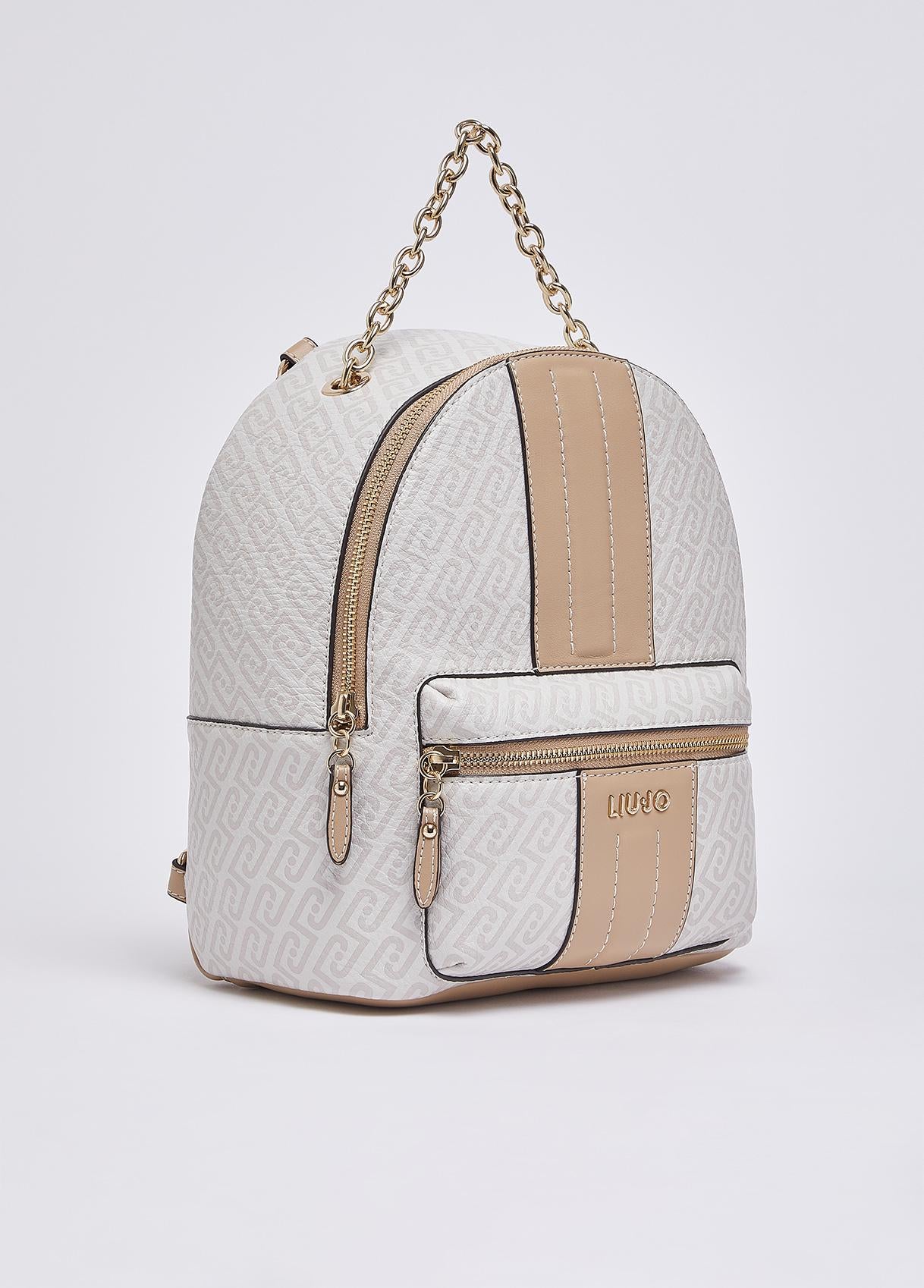 Zaino Liu Jo con Stampa Monogram e Tasca Frontale con Zip Naturale cipria TU | Giò Fashion