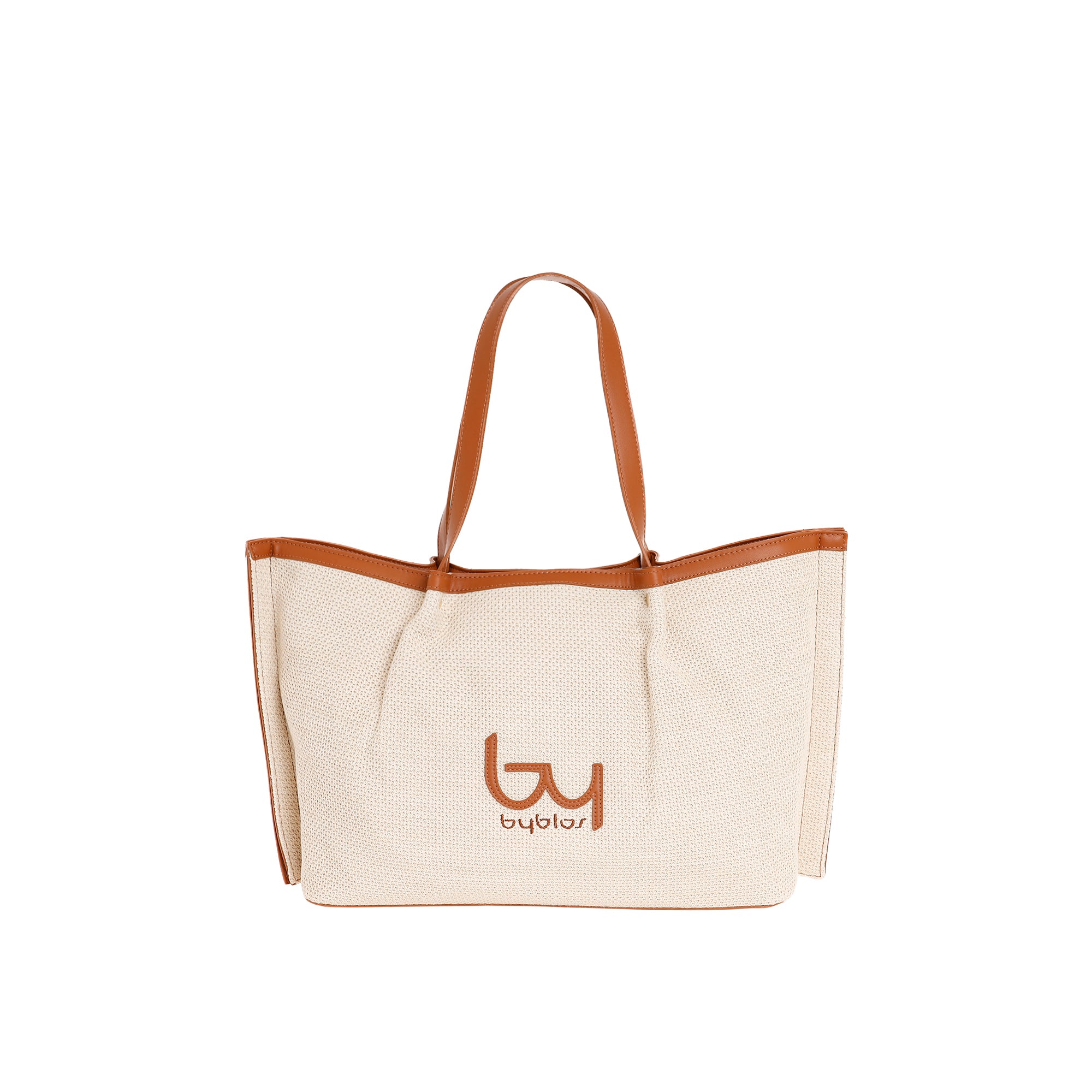 Borsa shopping Byblos donna in tessuto con logo frontale e manici a spalla