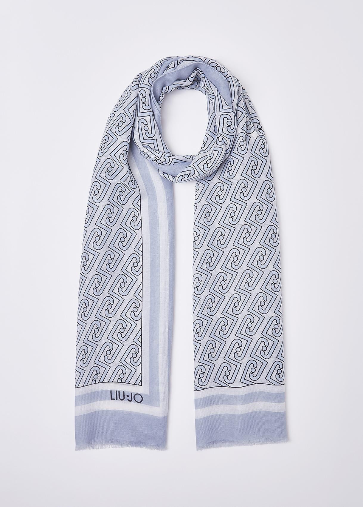 Sciarpa Liu Jo donna con logo e motivo grafico Light denim TU | Giò Fashion