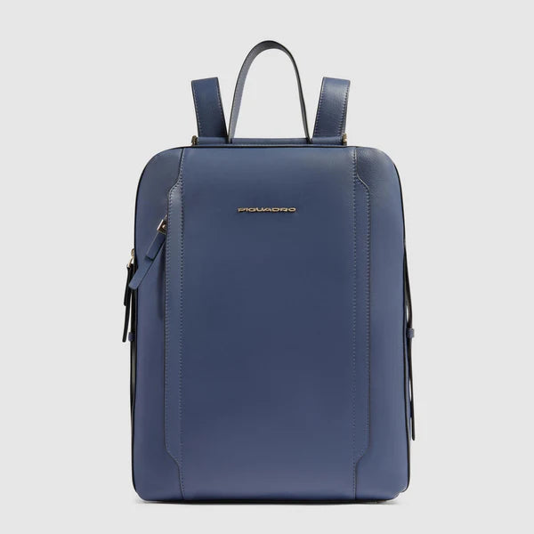 Piquadro zaino porta PC 14" in pelle con protezione antiurto Blu TU | Giò Fashion