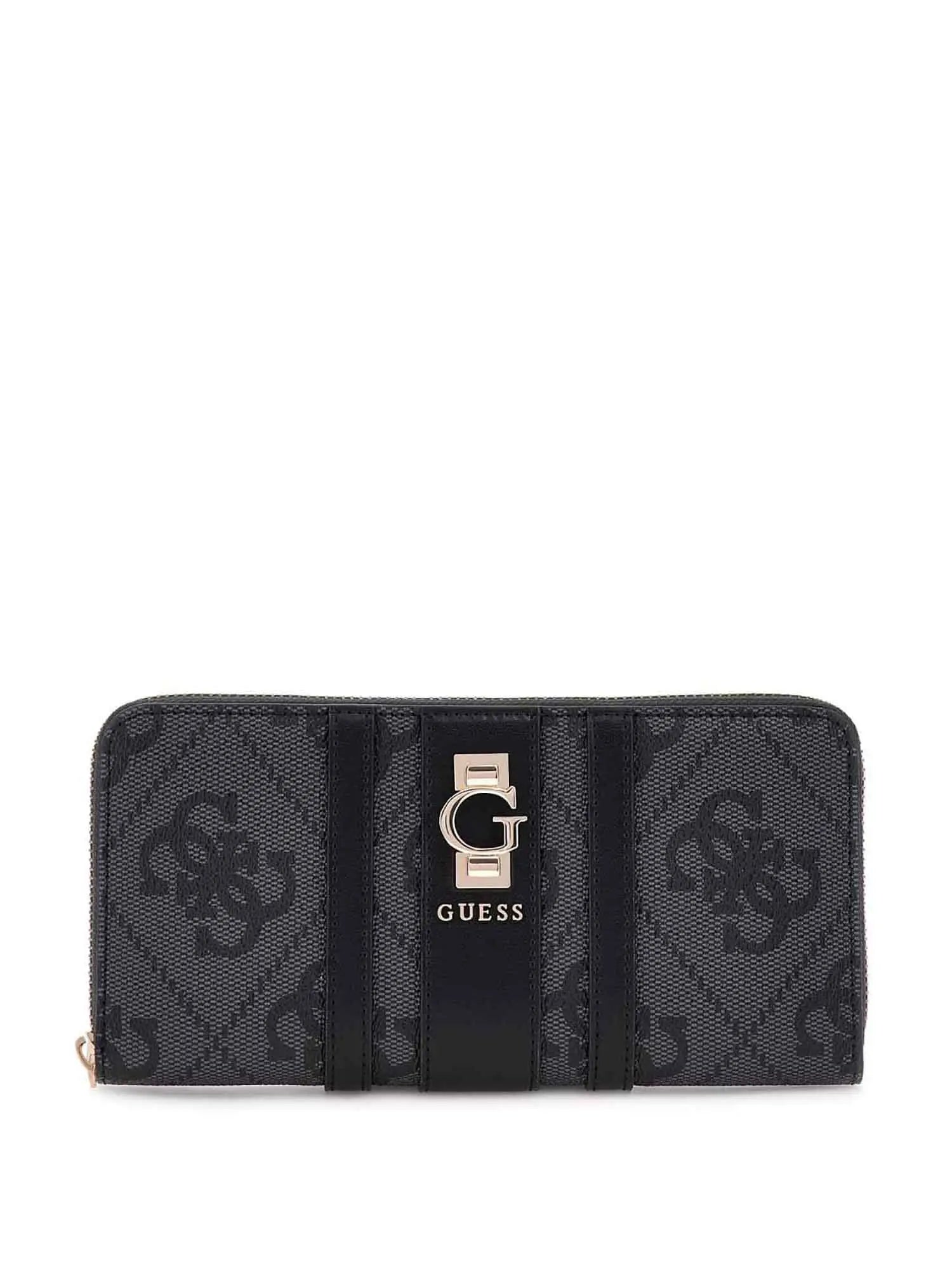 Portafoglio Guess con logo 4G e chiusura zip NERO LOGO TU | Giò Fashion