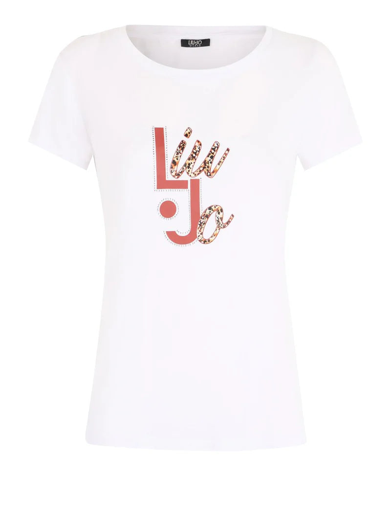 T-shirt da donna Liu Jo con logo stampato e dettagli animalier