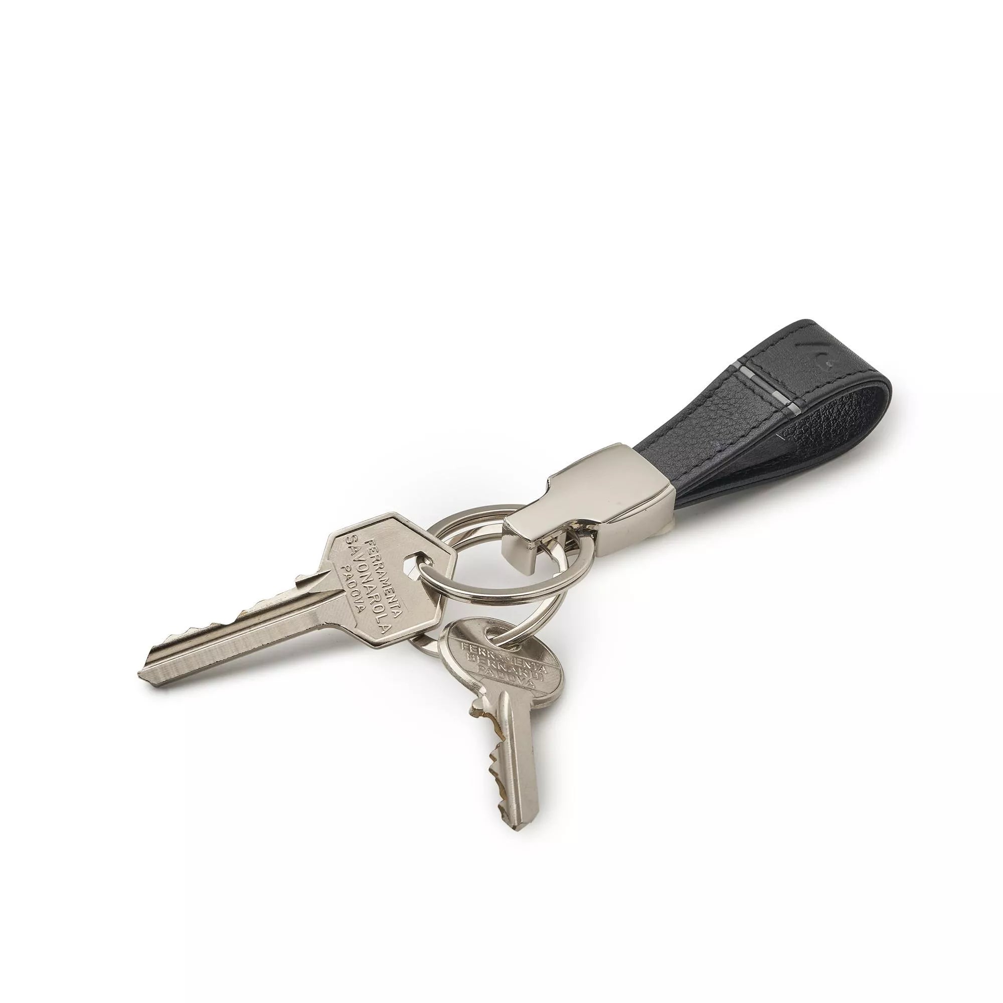 Portachiavi Roncato in pelle con anello metallico