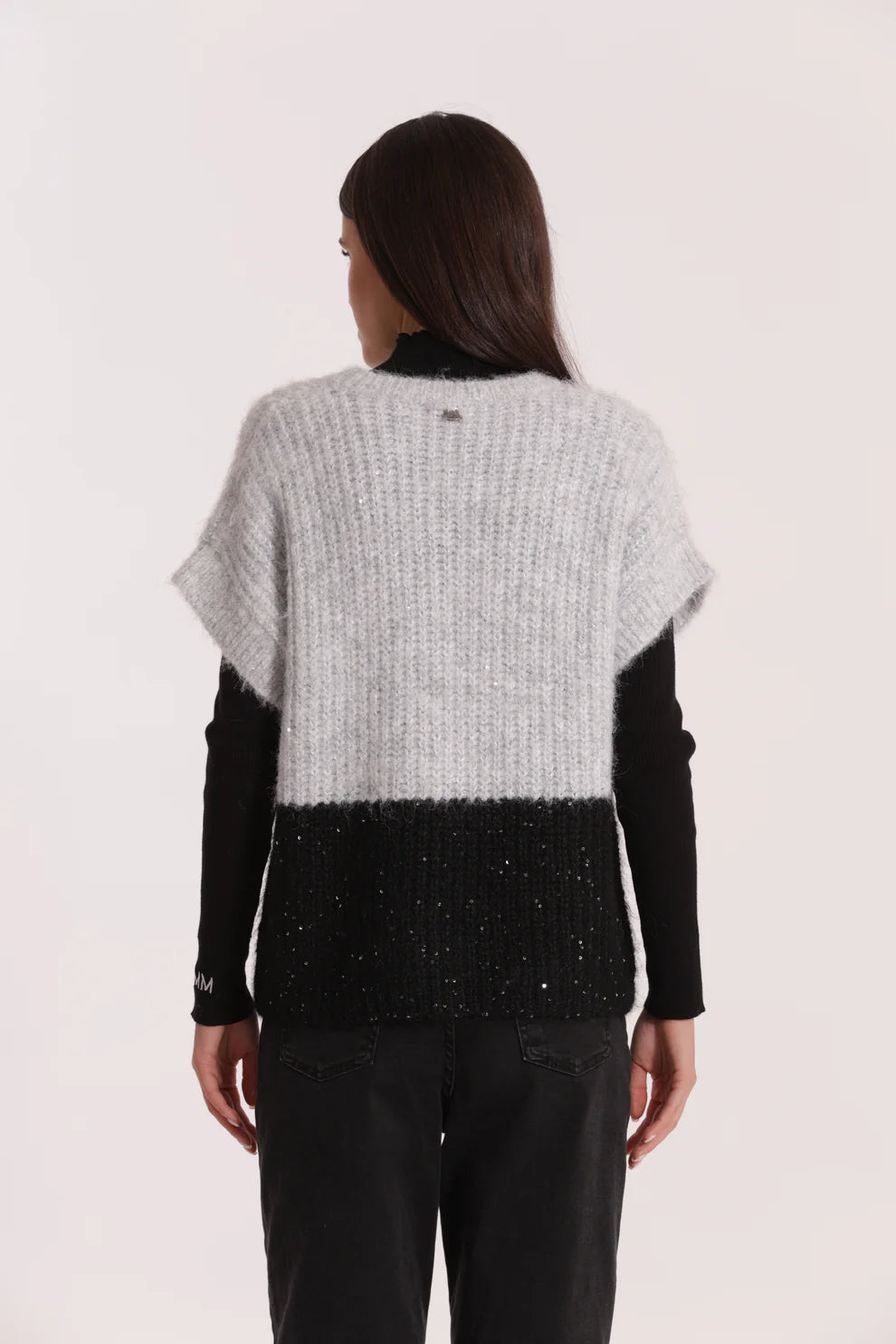 Gilet Mimi Mua donna bicolor lavorazione maglia