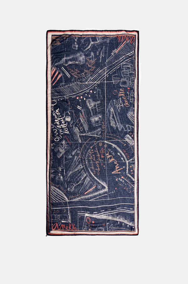 Sciarpa Anekke donna rettangolare con fantasia astratta