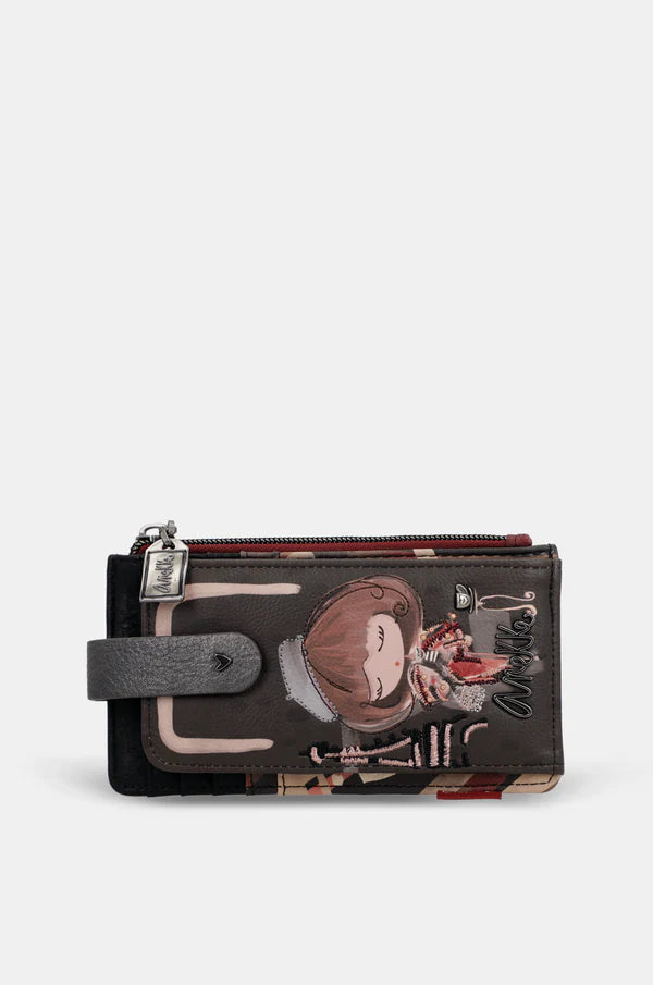 Portafoglio Anekke con stampa artistica e chiusura a bottone