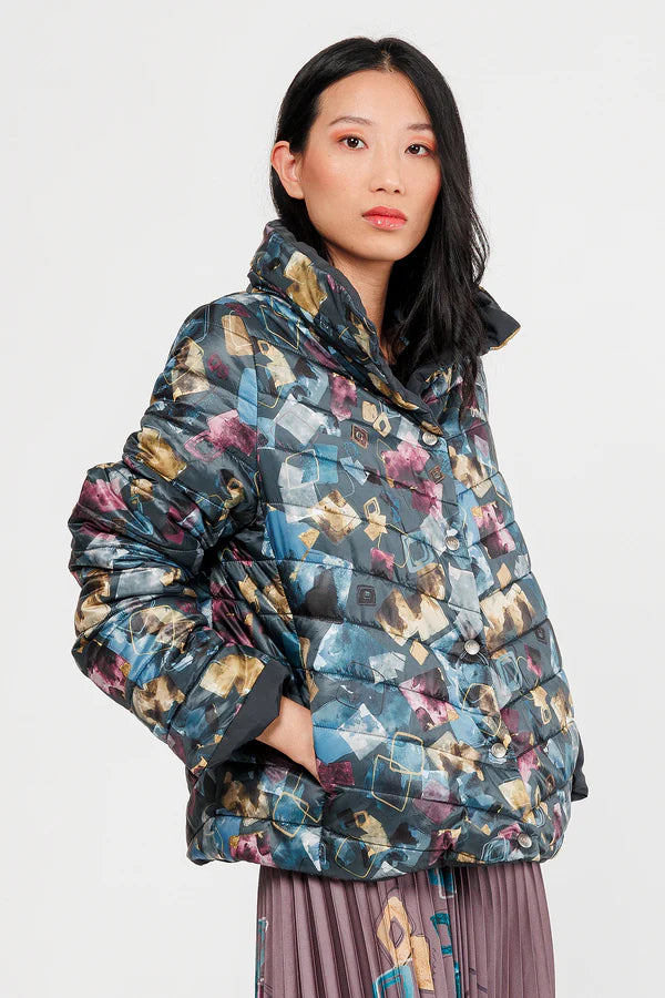 Piumino Anekke corto imbottito fantasia colorata